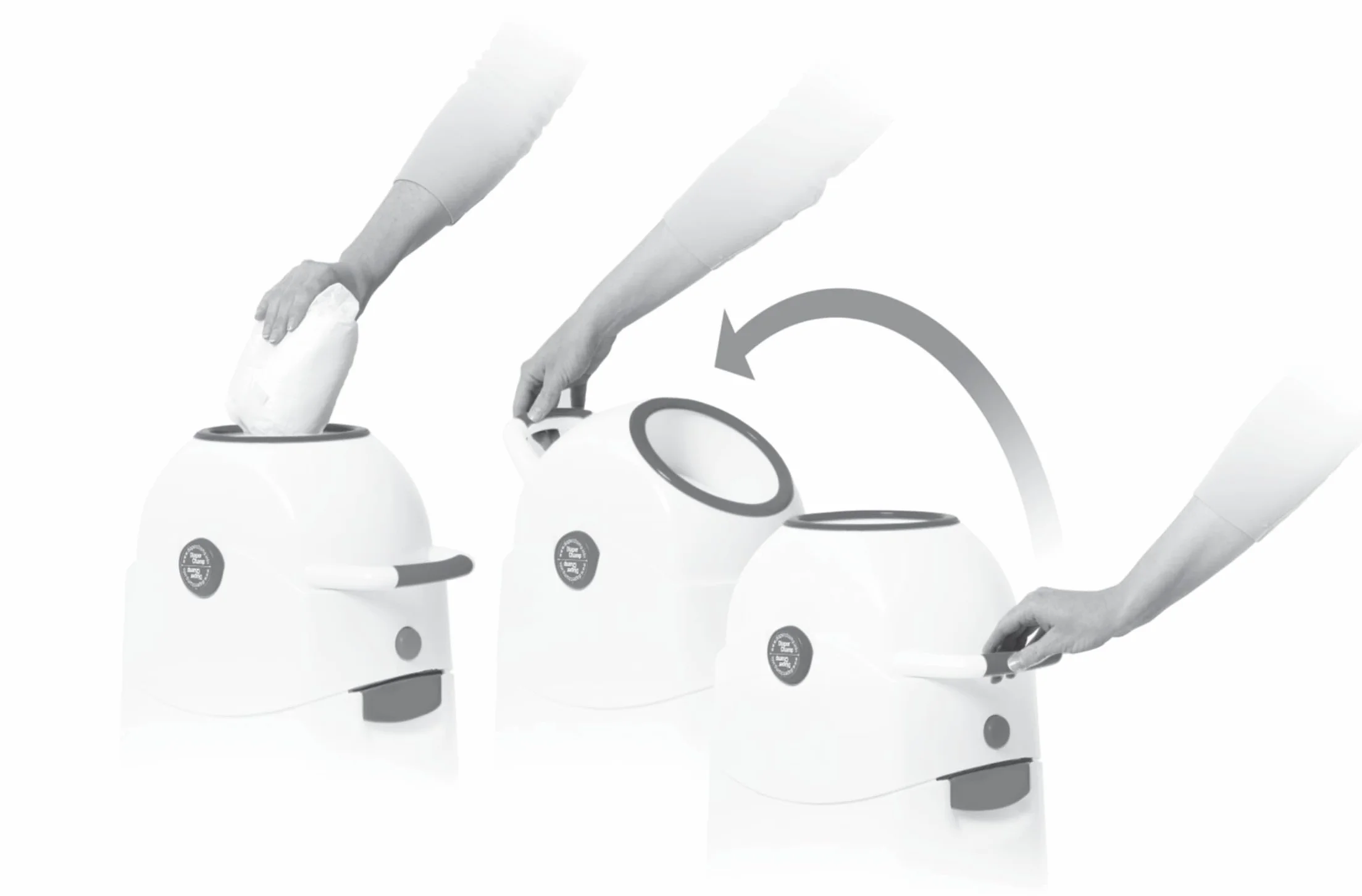 Vital Innovations Asalvo 4011R Kosz na Pieluchy Biały Szary 28 x 38 x 40.5 cm