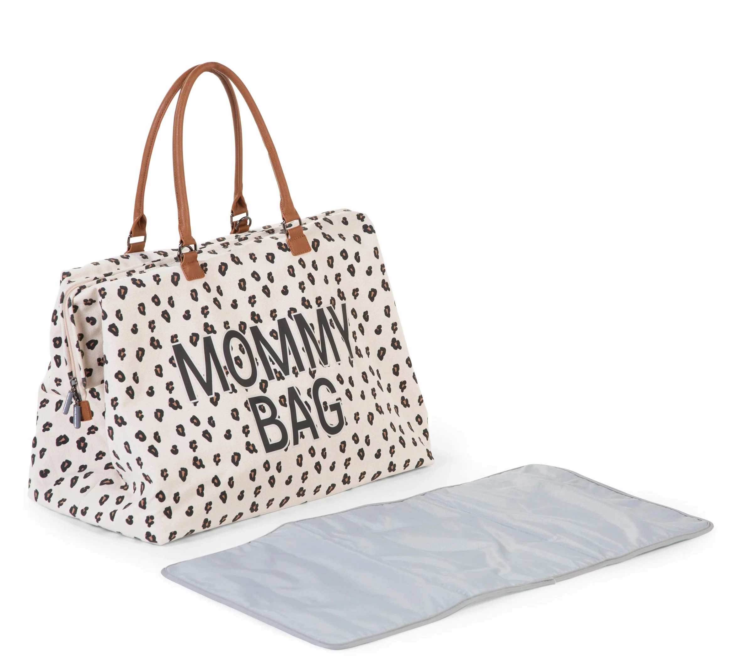CHILDHOME, Mommy Bag, torba na pieluchy, dla kobiet w ciąży, torba podróżna, duża pojemność, mata do przewijania, regulowany pasek na ramię, izolowana kieszeń, przejście na walizkę, lampart