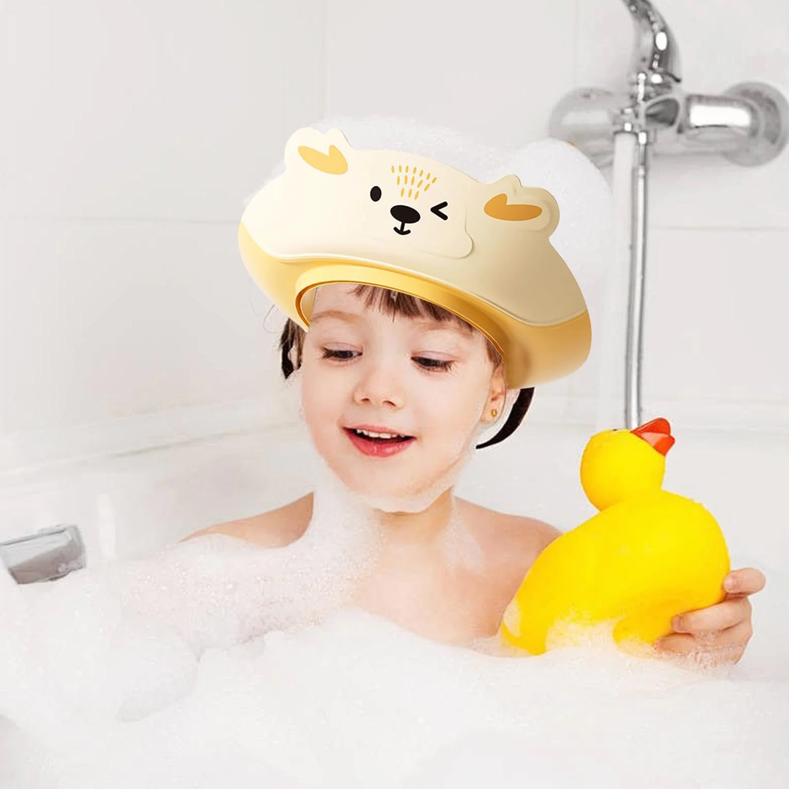 Baby Shower Shampoo Hat, Adjustable Bath Visor for Children 23x23x8.5cm, Ear Protection Shampooing Hat, Hair Washing Protection for Boys and Girls, Safe Bathing Supplies