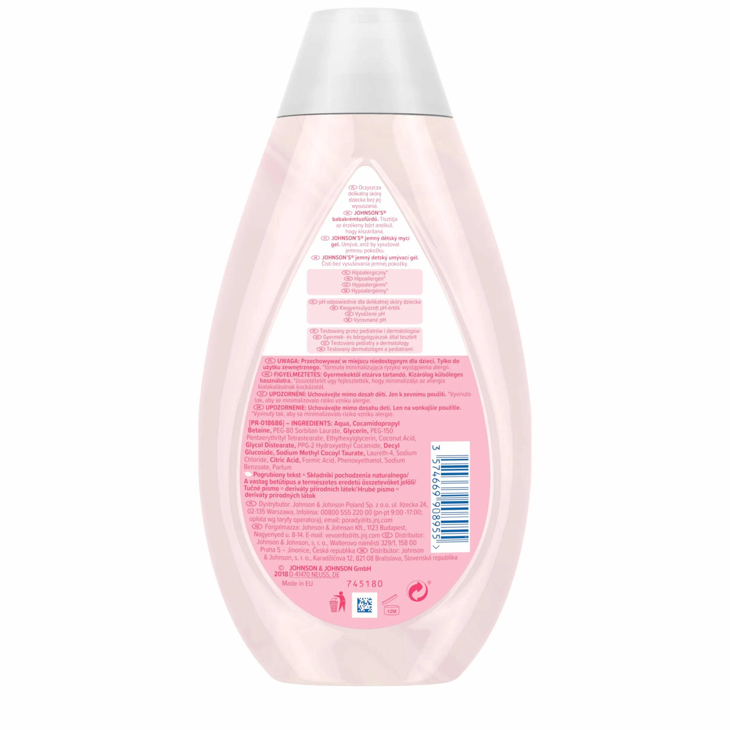 Johnson's Baby Pink delikatny żel do mycia ciała 500 ml Delikatny żel do mycia ciała łagodnie oczyszcza skórę, pozostawia ją miękką i gładką.