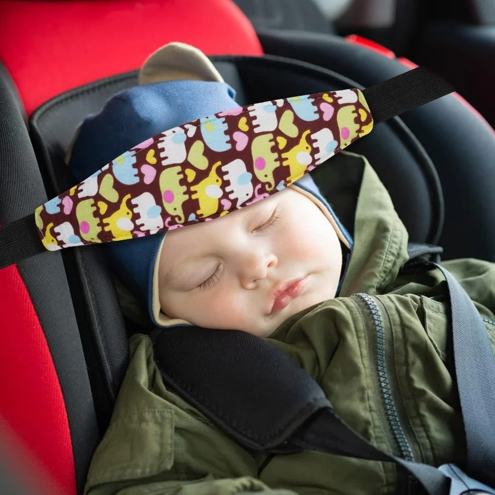 Zagłówek samochodowy dla dzieci, opaska na głowę, do fotelika dziecięcego, akcesoria do fotelika dziecięcego, regulowany uchwyt do spania, pasek do fotelika samochodowego (niebieski + fioletowy)