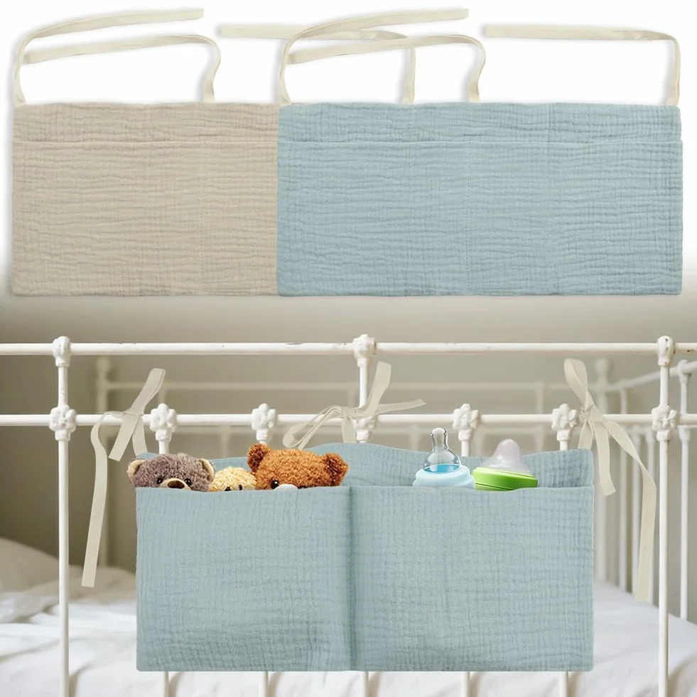 Flintronic Organizer do łóżeczka dziecięcego, wisząca torba do przechowywania łóżeczka dziecięcego, organizer na pieluchy, wiszący organizer do łóżeczka dziecięcego, na pieluchy, odzież, śliniaki