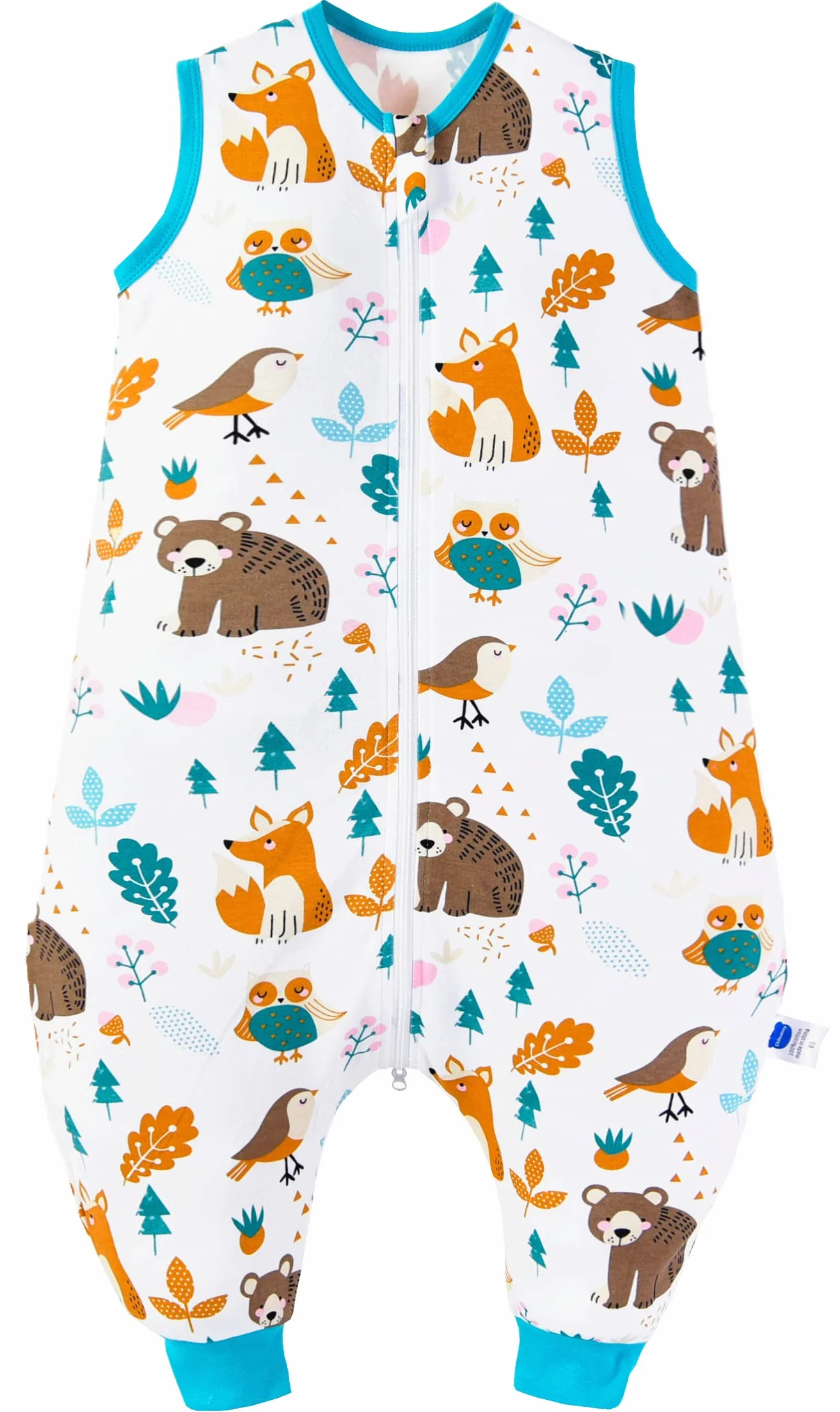 Chilsuessy Śpiwór dziecięcy Summer bez stópek, 0,5 Tog, 100% bawełna, letni śpiwór dziecięcy dla chłopców i dziewcząt, 70 cm, 1 szt., wzór: dzikie zwierzęta