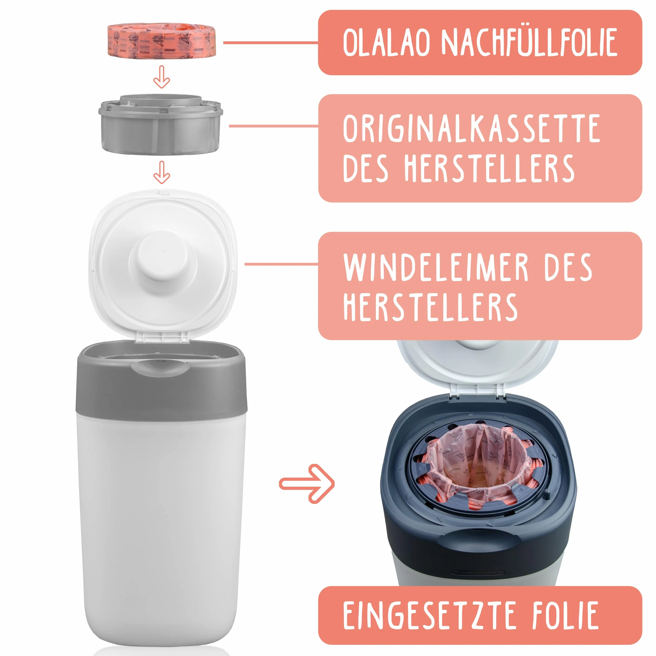 Tommee Tippee Twist & Click Folia uzupełniająca do wiaderek na pieluchy, 16 sztuk
