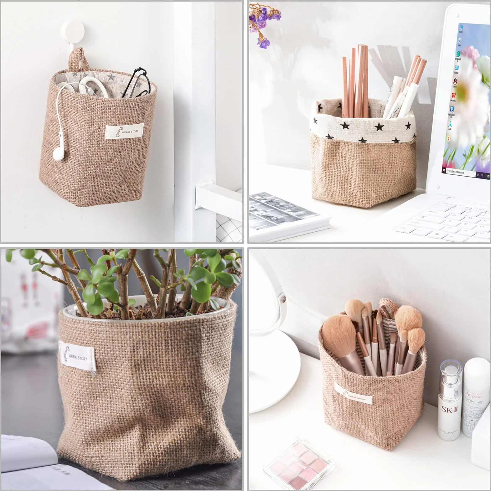 Wiszące torby do przechowywania bawełna len hamper