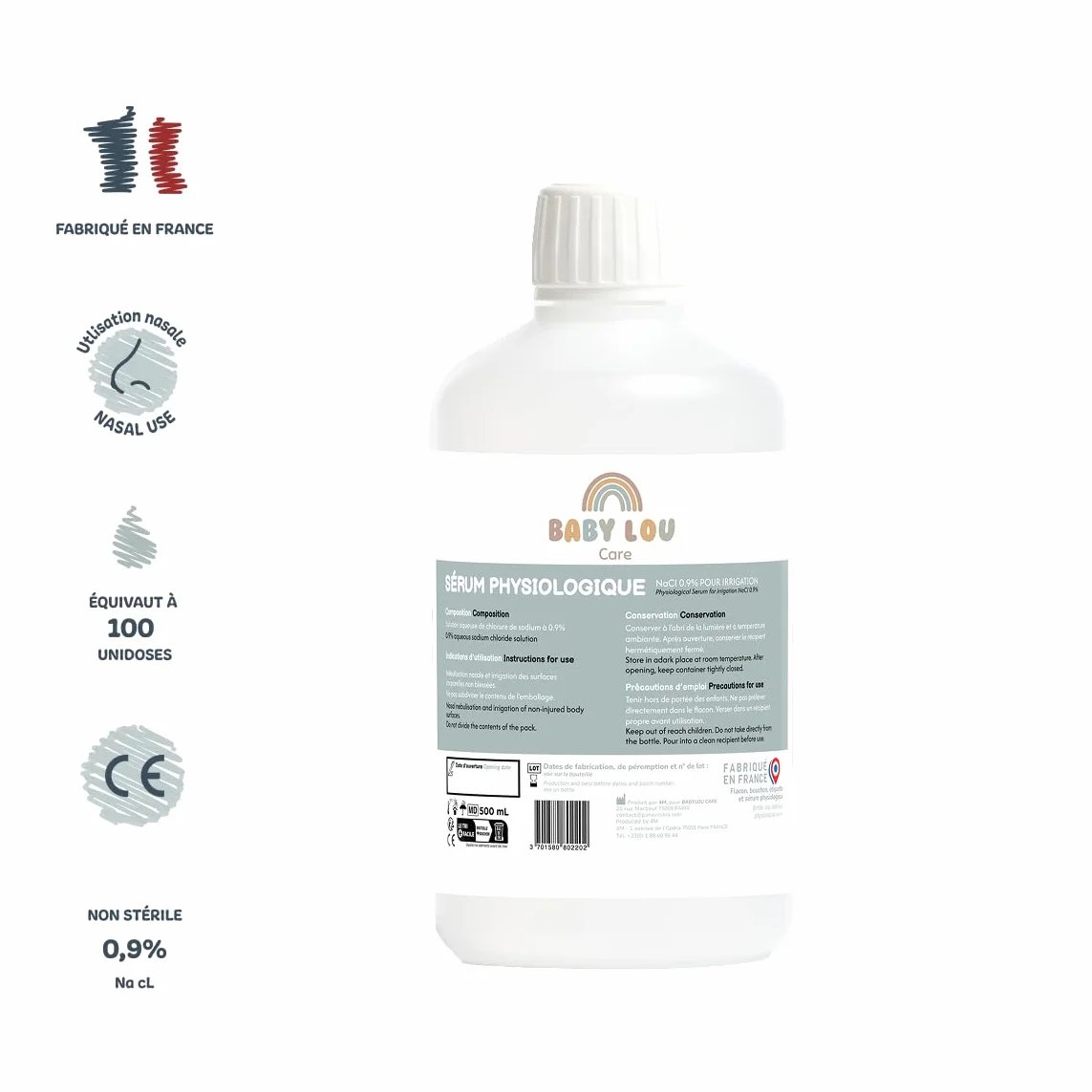 Fizjologiczne serum NaCl 0,9% do mycia nosa 4 x 500 ml