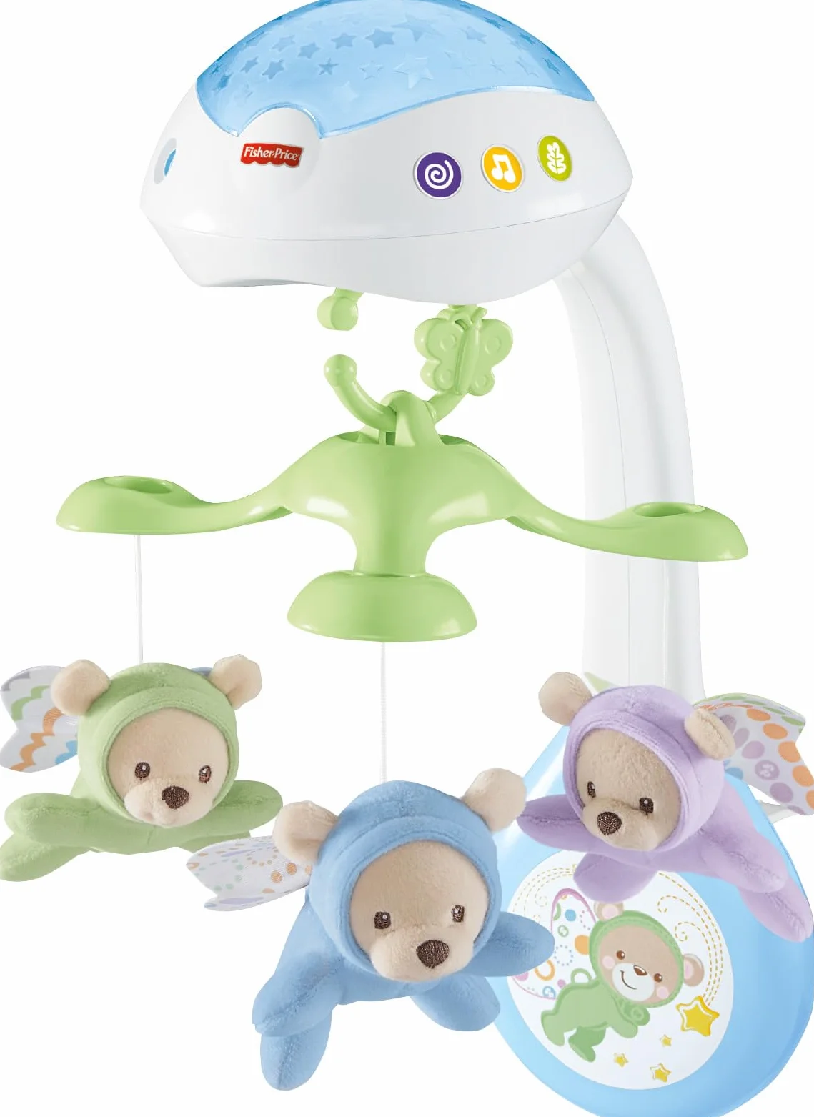 Fisher-Price Karuzela z misiami 3 w 1 z dźwiękami i pokazem światełek, dla dzieci od narodzin​, CDN41