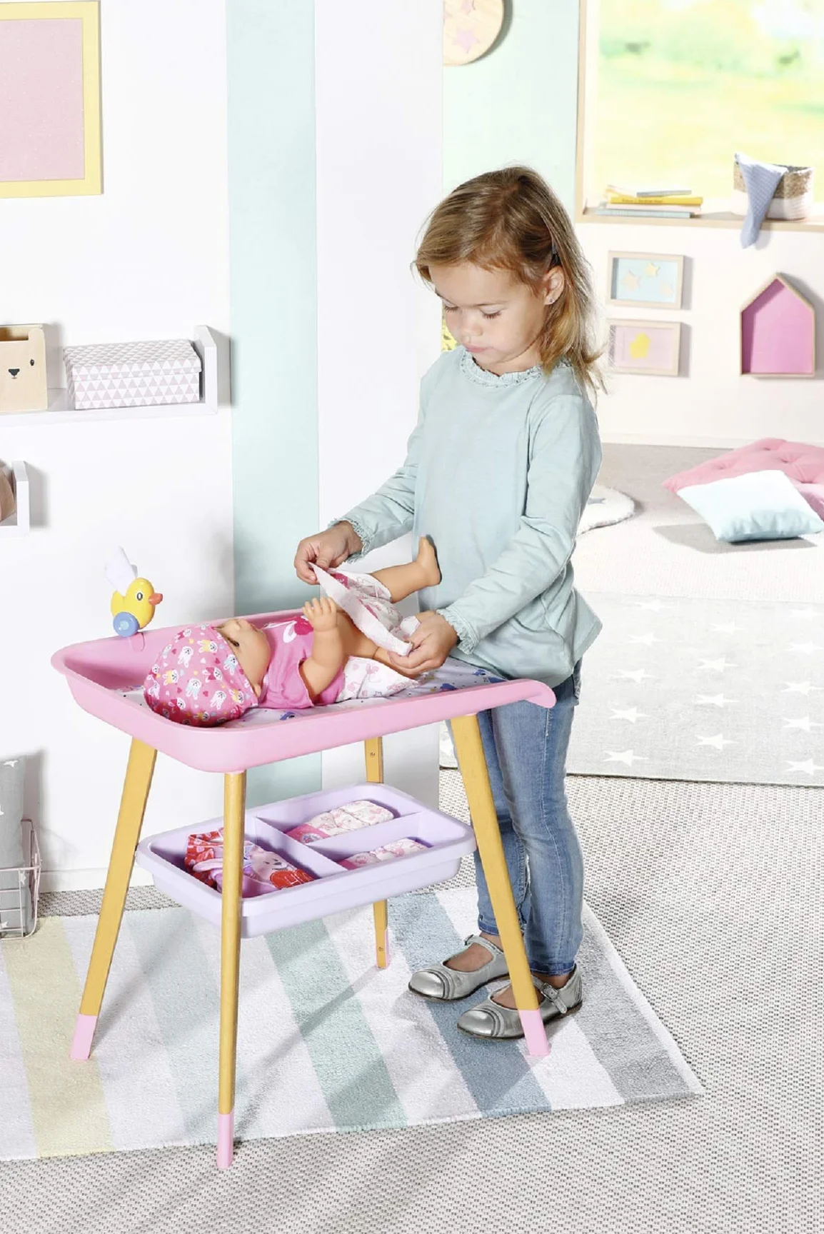 Baby Born Changing Table - For Toddlers 3 Years & Up - Easy for Small Hands - Table With Removable Towel Holder