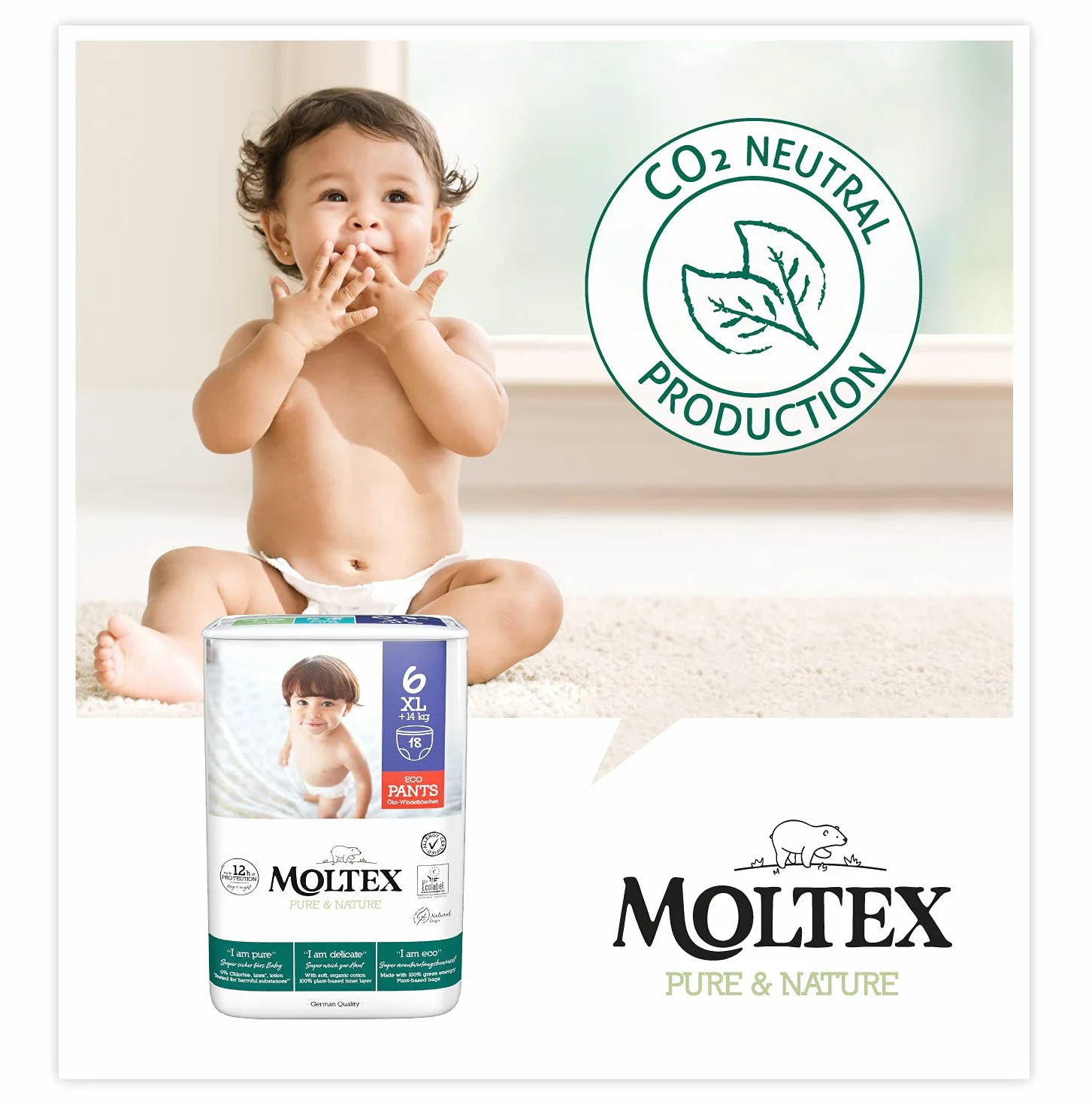 Moltex Pure & Nature Eco Pants Rozmiar 6 (+14 kg) - 72 Spodnie (4 torby po 18 sztuk)