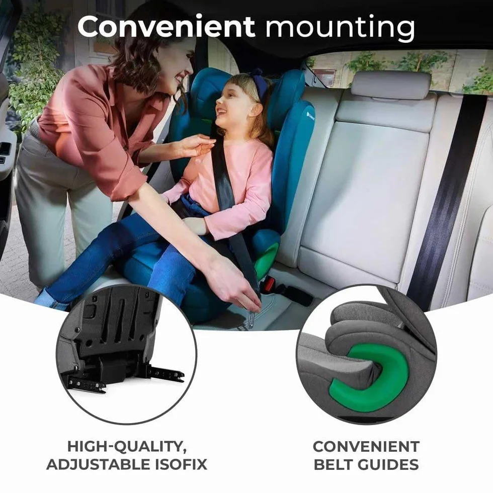 Kinderkraft JUNIOR FIX 2 Fotelik dziecięcy I-SIZE Isofix 9-36 kg Szary
