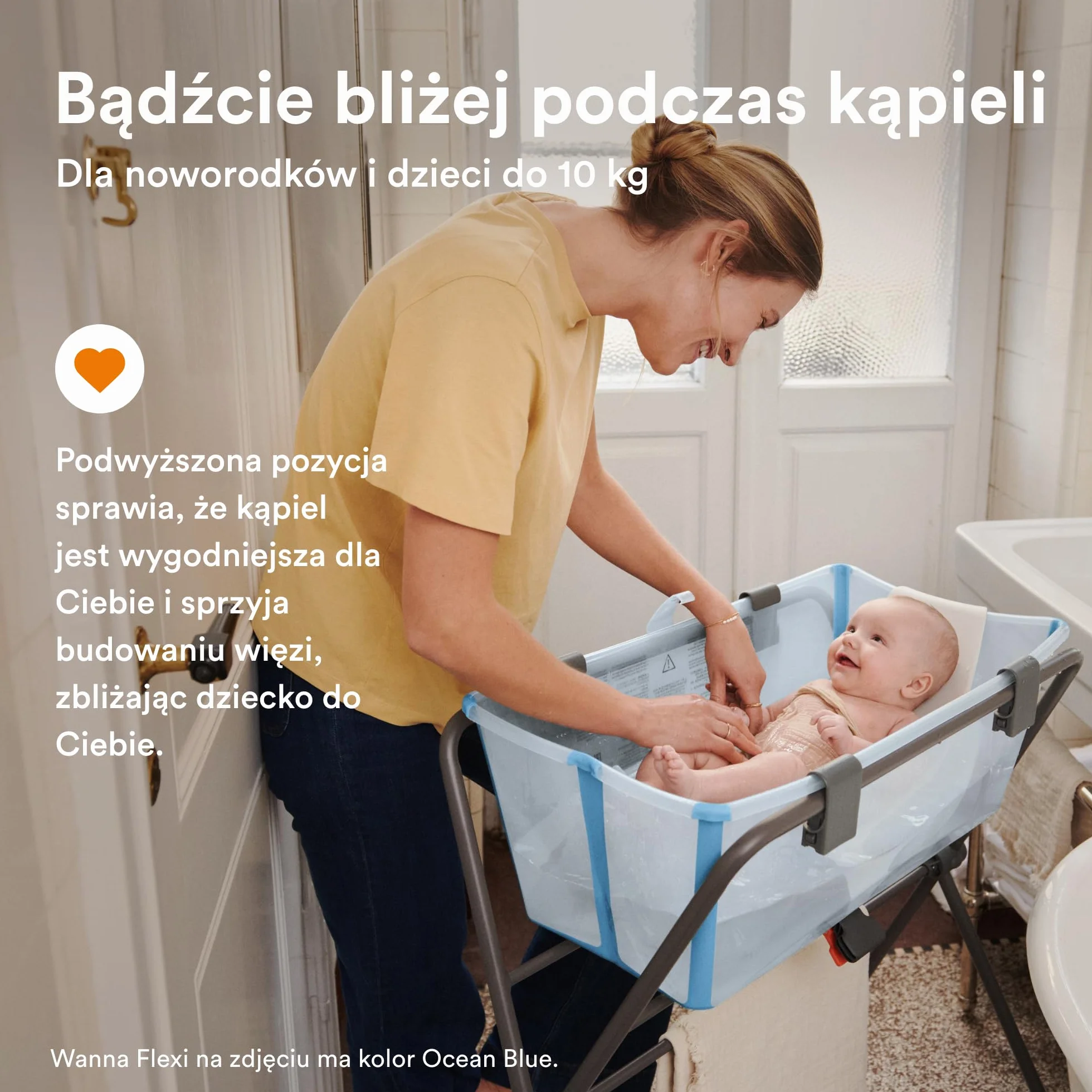 Wanienka Stokke Flexi Piaskowy Beż + Leżak Dla Noworodka + Stojak Składana, Trwała, Łatwa w Przechowywaniu