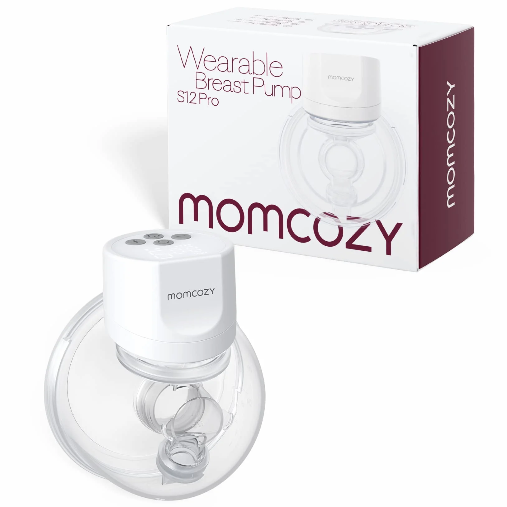 Momcozy Laktator do noszenia S12 Pro, podwójny laktator bez użycia rąk z wygodnym podwójnie uszczelnionym kołnierzem, 3 tryby i 9 poziomów elektryczny laktator, 24 mm (1, biały)