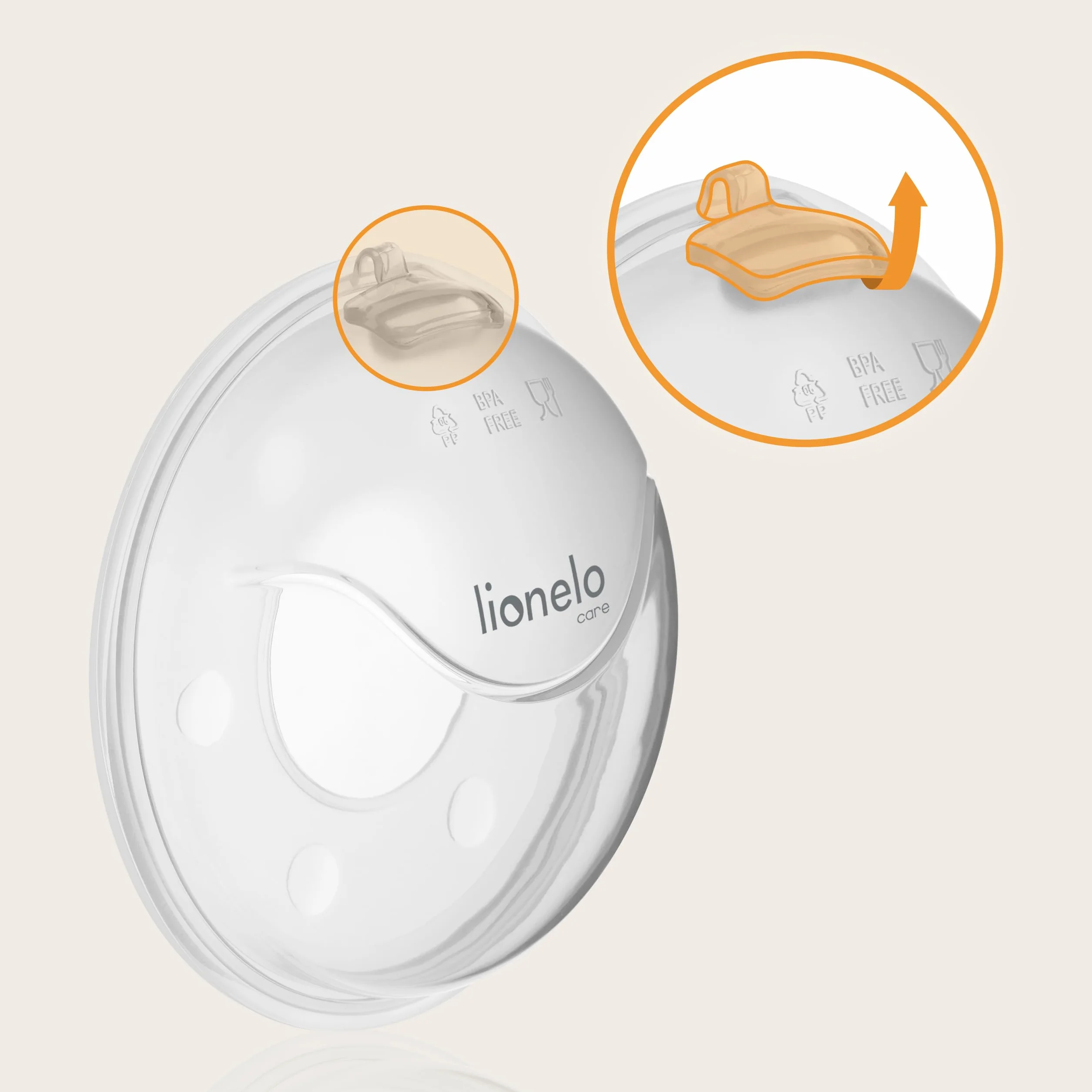 LIONELO MILKY PLUS Kolektor Pokarmu Muszle Laktacyjne Bez BPA Silikonowe 2 Sztuki Etui Łatwe Czyszczenie Dyskretne Wygodne Kolektor Mleka Wielokrotnego Użytku