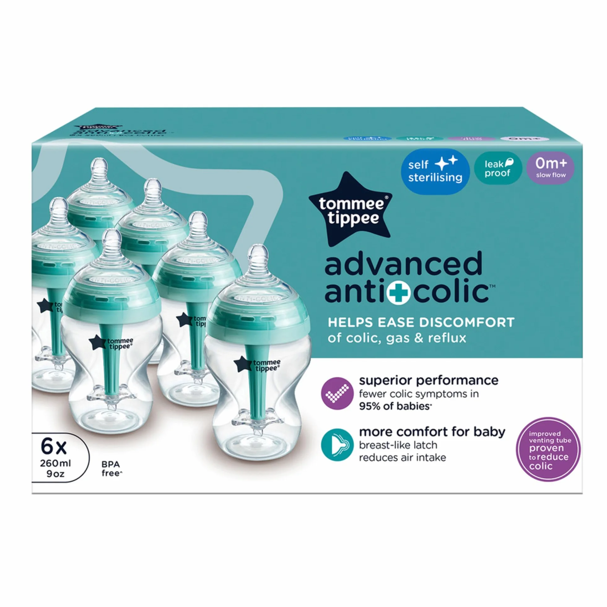 Tommee Tippee Anti-Colic Butelki antykolkowe 260 ml 6 szt.