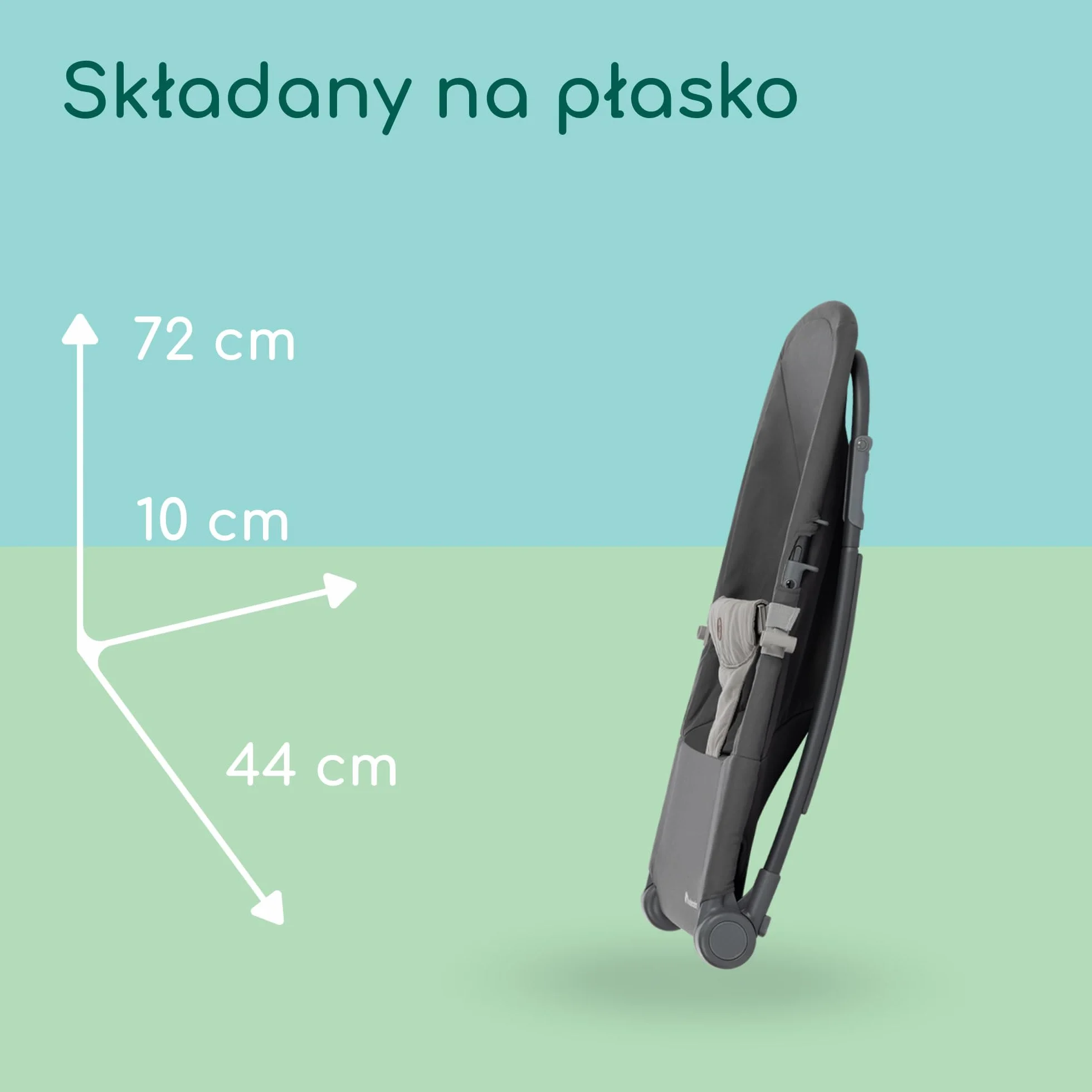 Bebeconfort Aster, bujaczek dla niemowląt, 0–2 lata, lekki (2,7 kg), składany na płasko, regulowane oparcie, pałąk z zabawkami, uprząż 3-punktowa, tryb stacjonarny, Tinted Graphite