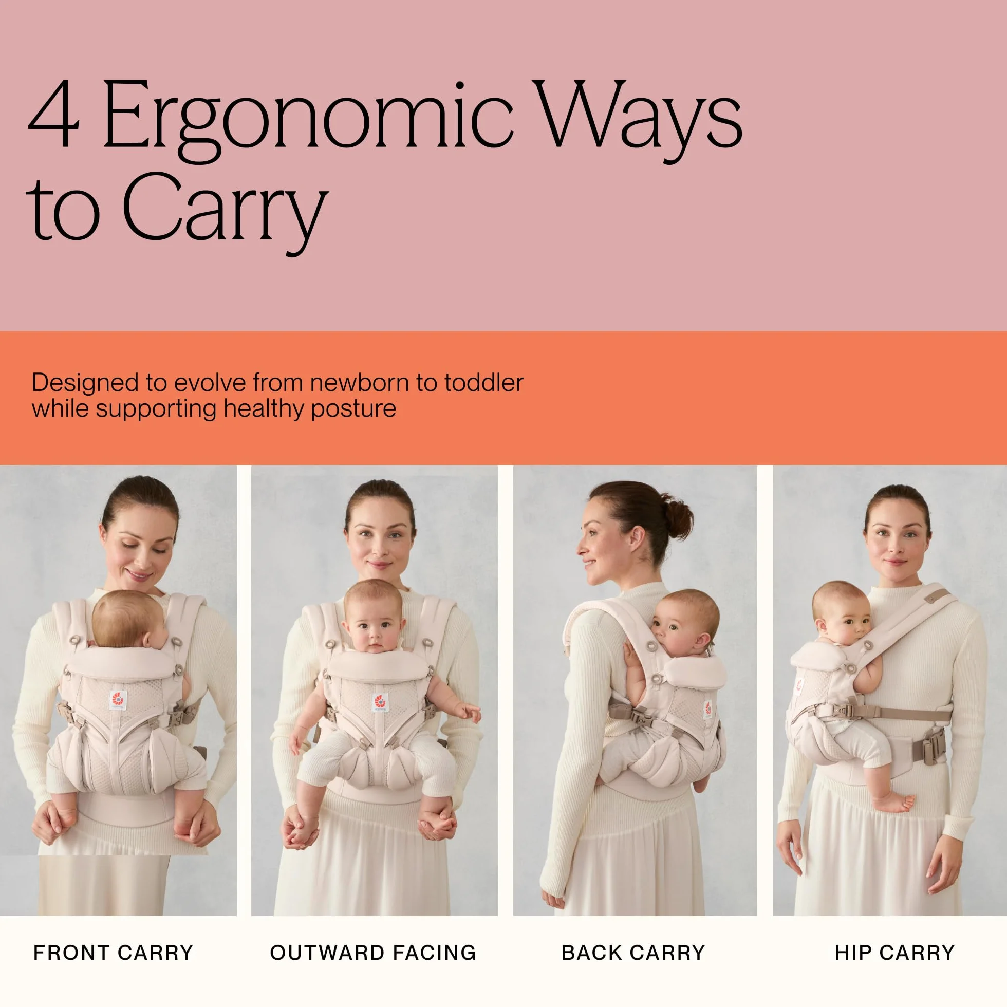 Ergobaby Nosidełko, 4-pozycyjna siatka Omni 360 Cool Air Mesh dla noworodka i malucha (0-4 lat), ergonomiczny nosidełko i plecak dla dziecka, Midnight Blue