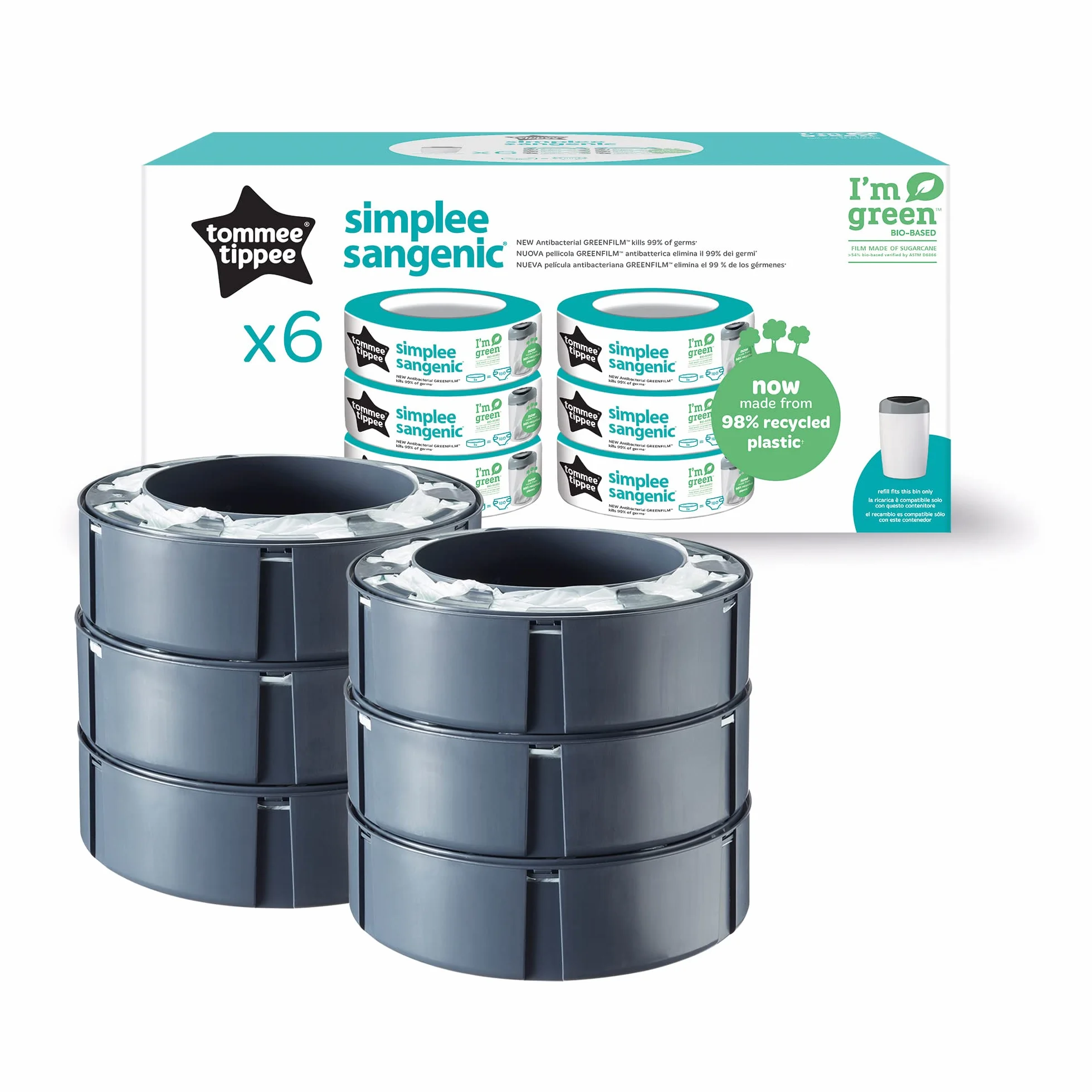 Tommee Tippee Wkłady do Pieluch 6 Sztuk Szary