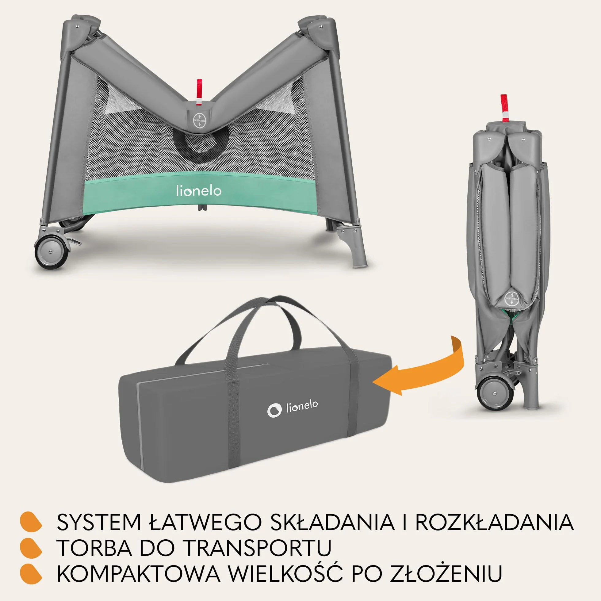 LIONELO MILLE Łóżeczko 2 w 1 Turystyczne Kojec dziecięcy 100x100cm do 15 kg 0-36 miesięcy