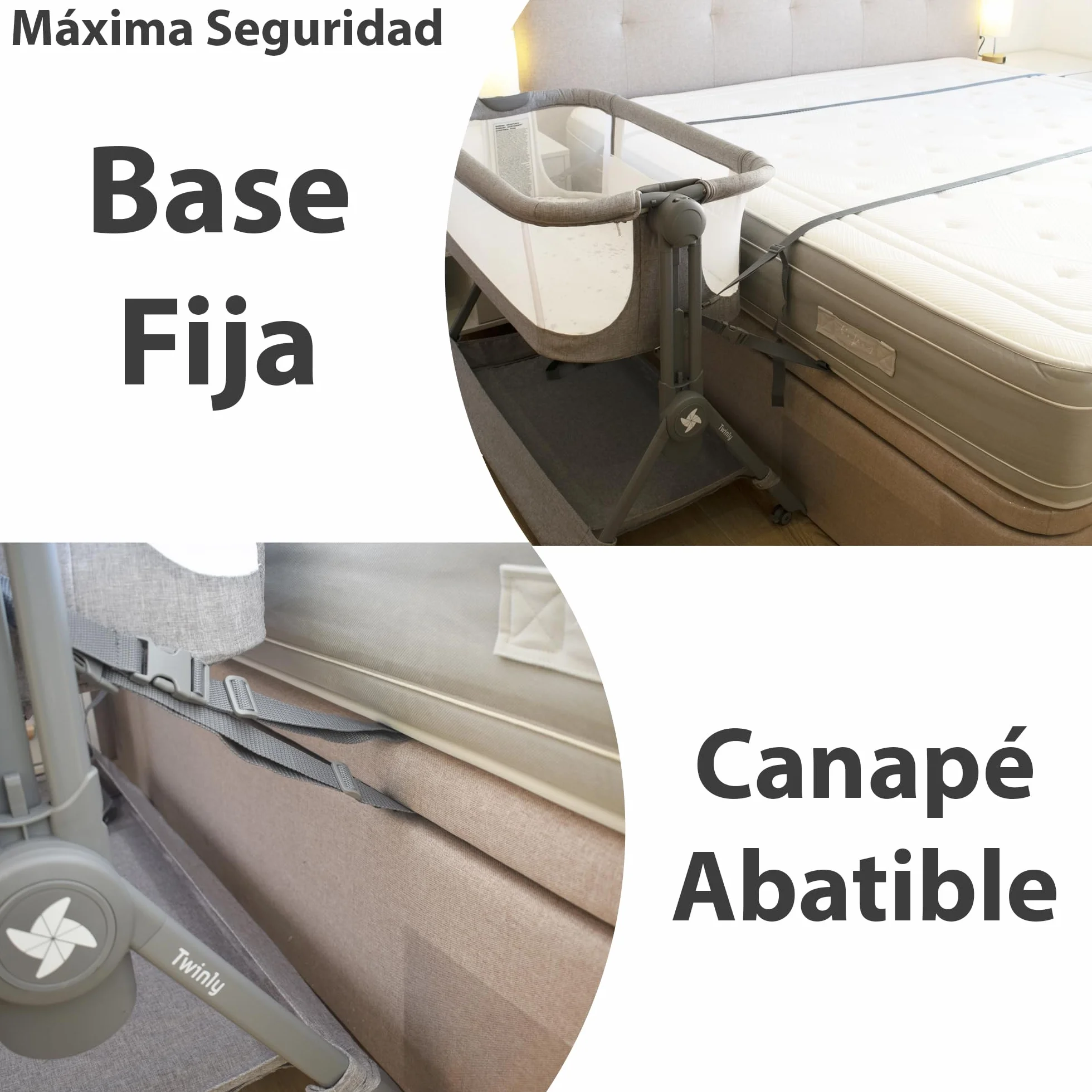Twinly Comfortly 2 w 1 składane łóżeczko dziecięce z kółkami, regulowana wysokość, materac w zestawie