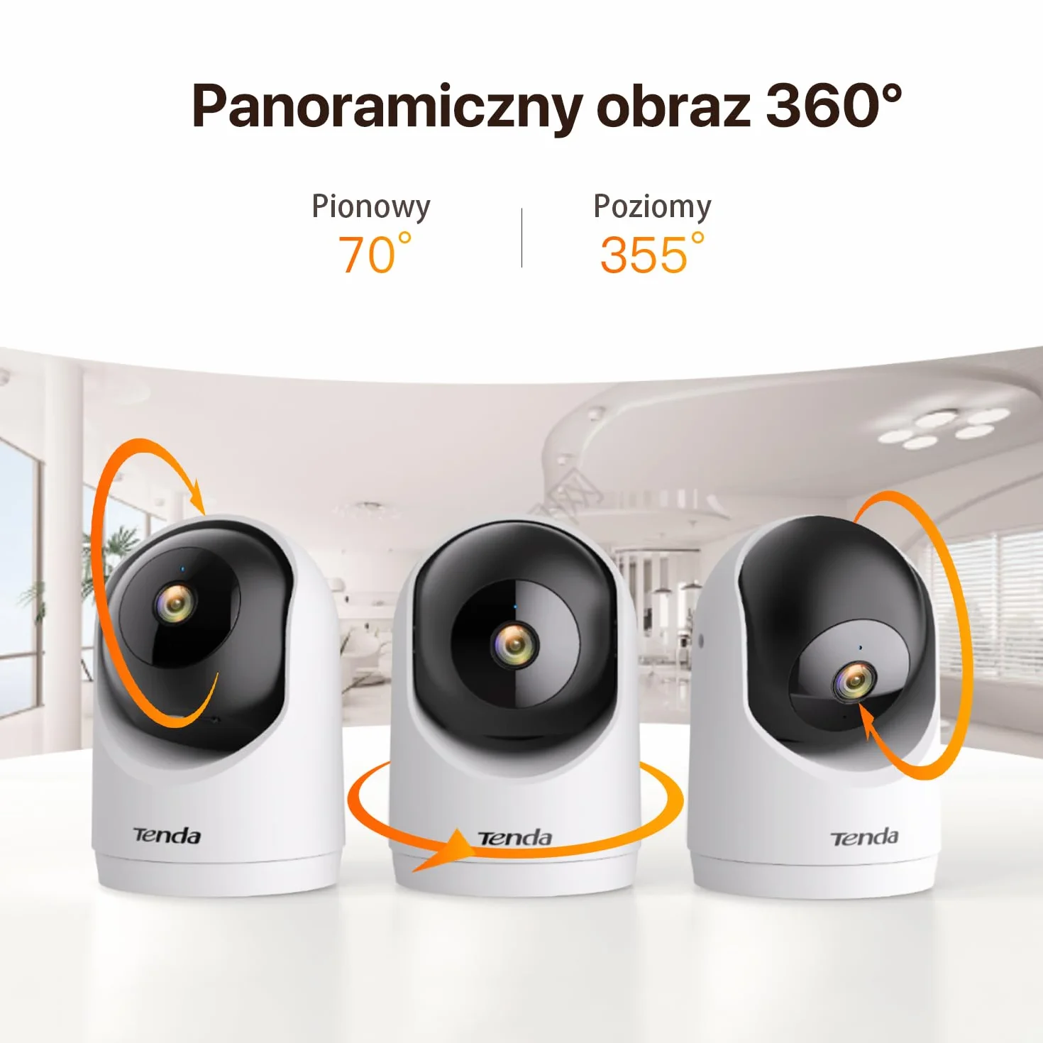 Tenda CP3 V3.0 kamera monitorująca 2K Wi-Fi 360° FHD 3MP noktowizor wykrywanie ruchu