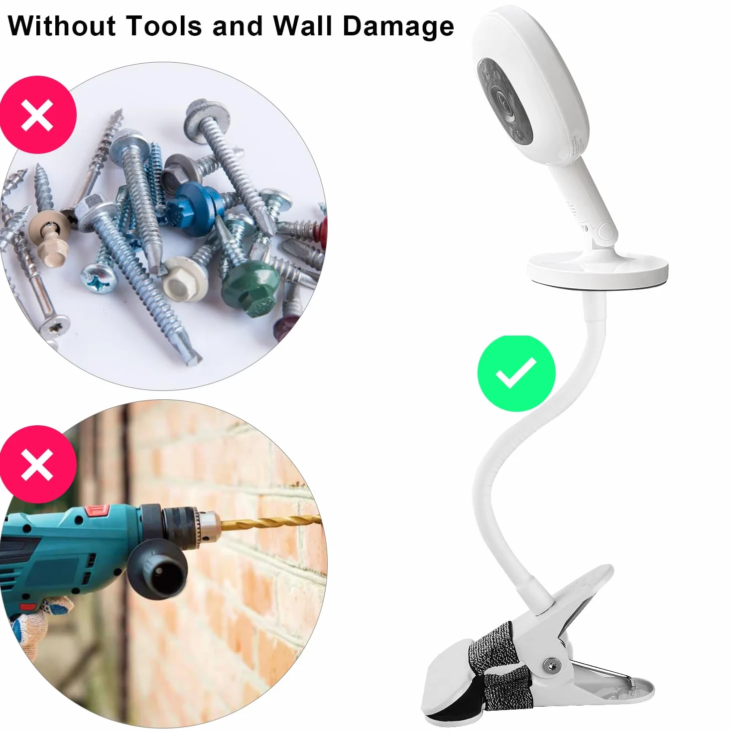 iTODOS Uchwyt do monitorowania dziecka, kompatybilny z Nanit Pro Smart Baby Monitor i Flex Stand Baby Monitor, 20.3 cm elastyczny uchwyt na ramię, przymocuj kamerę dla dziecka, gdziekolwiek chcesz, 1