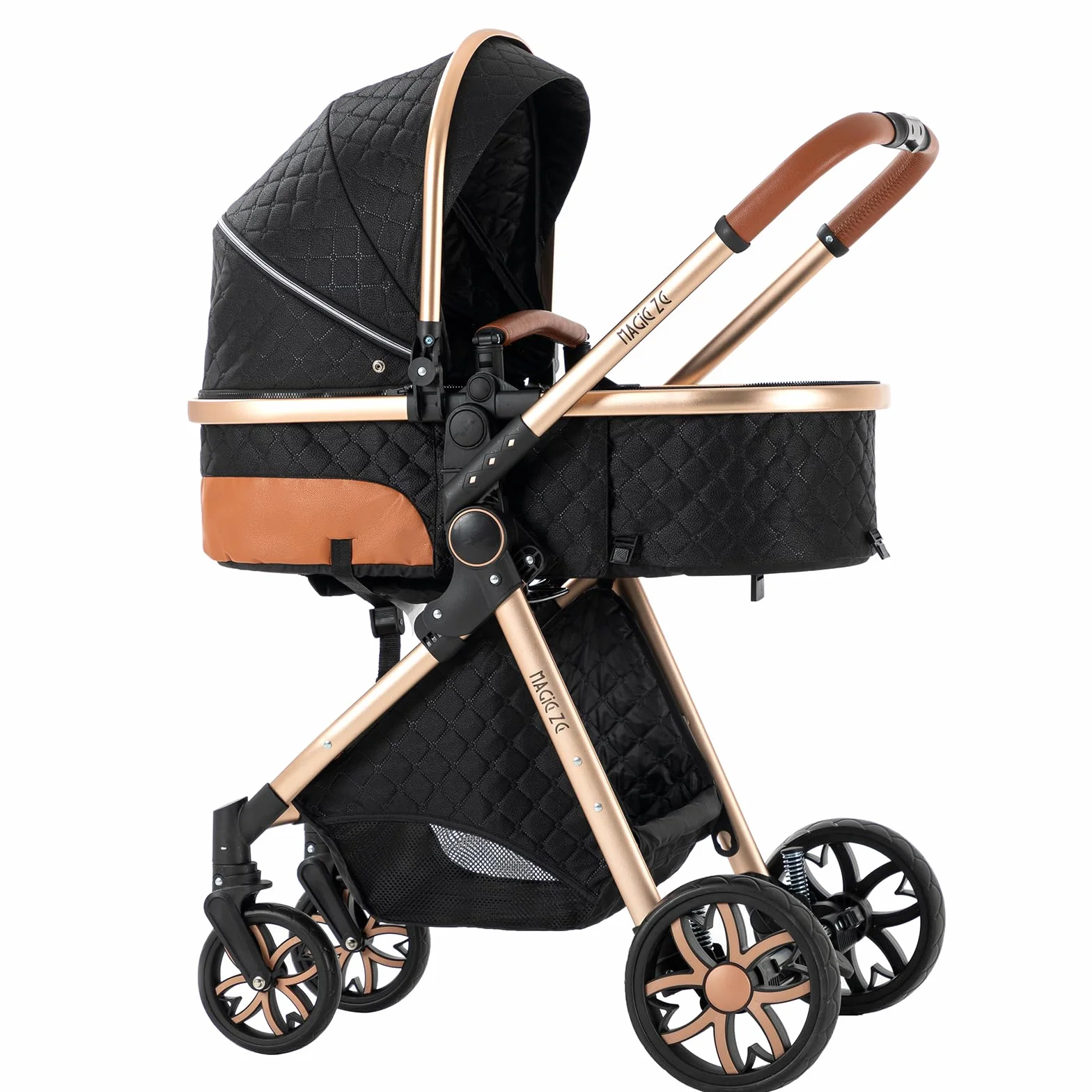 MoLi Trio wózek dziecięcy 3 w 1 składany aluminiowy 225 Black Gold