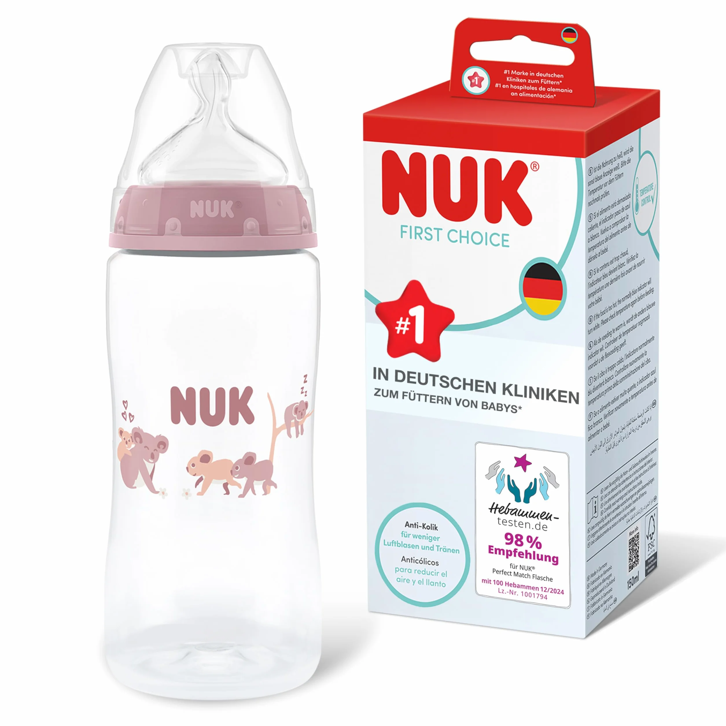 NUK First Choice Butelka dla niemowląt 300 ml PP przeciwkolkowa z wskaźnikiem temperatury 1 sztuka