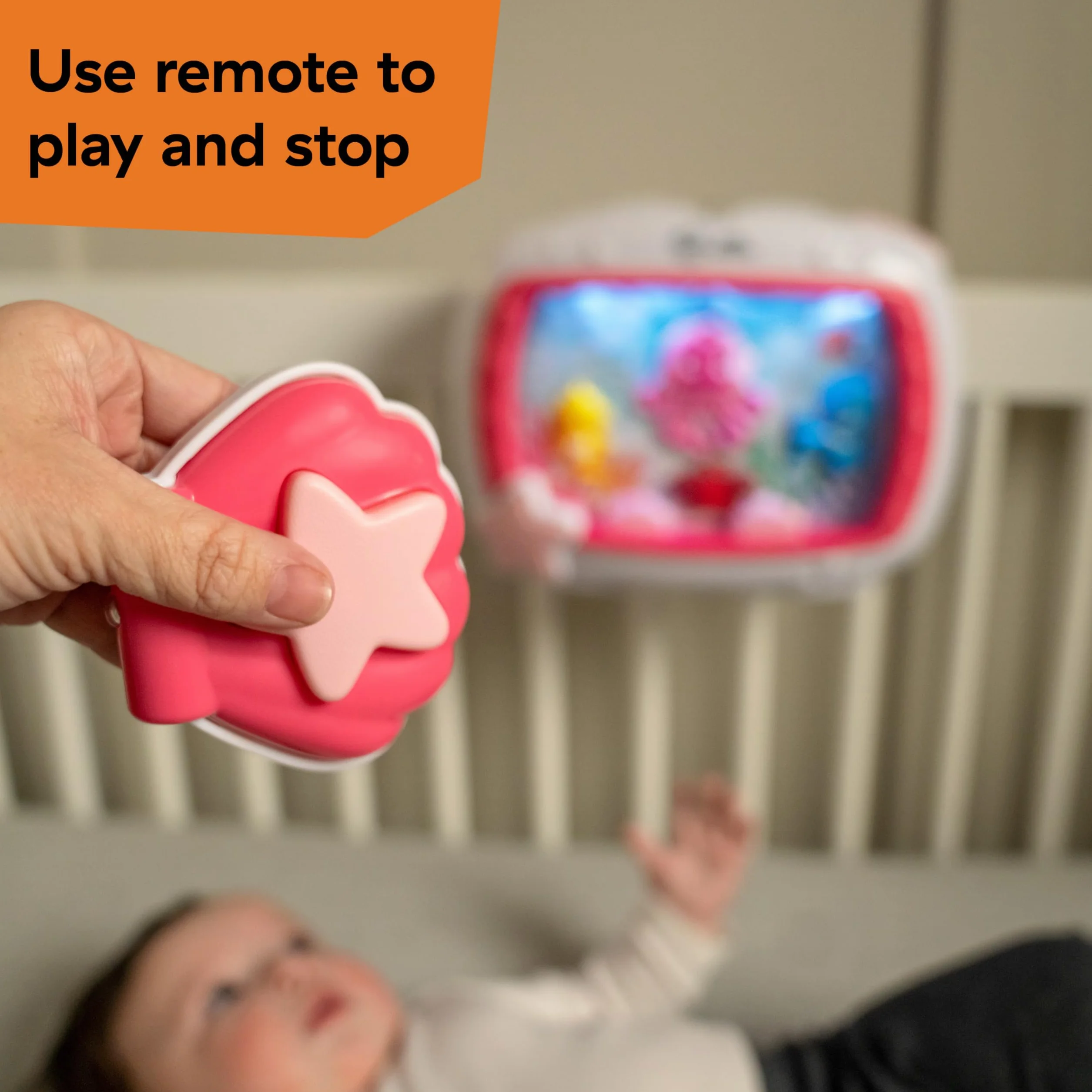 Baby Einstein Sea Dreams Soother automat dźwiękowy do spania i zabawka do łóżeczka dziecięcego z pilotem zdalnego sterowania, kojące światło nocne i białe szumy dla noworodka, dla spokojnego snu, 0+