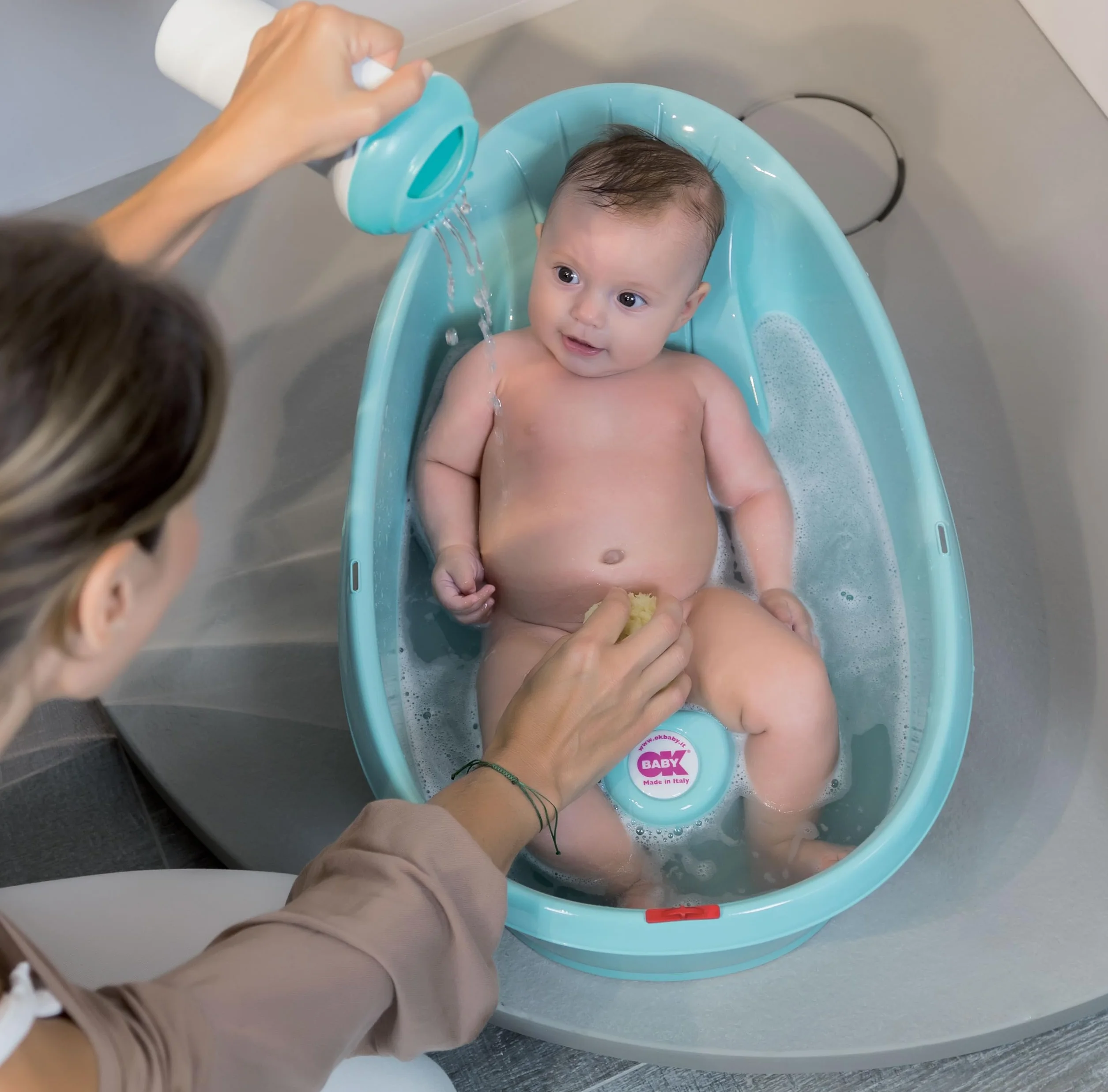 OKBaby Onda Baby kompaktowa wanna dla niemowląt, turkusowa