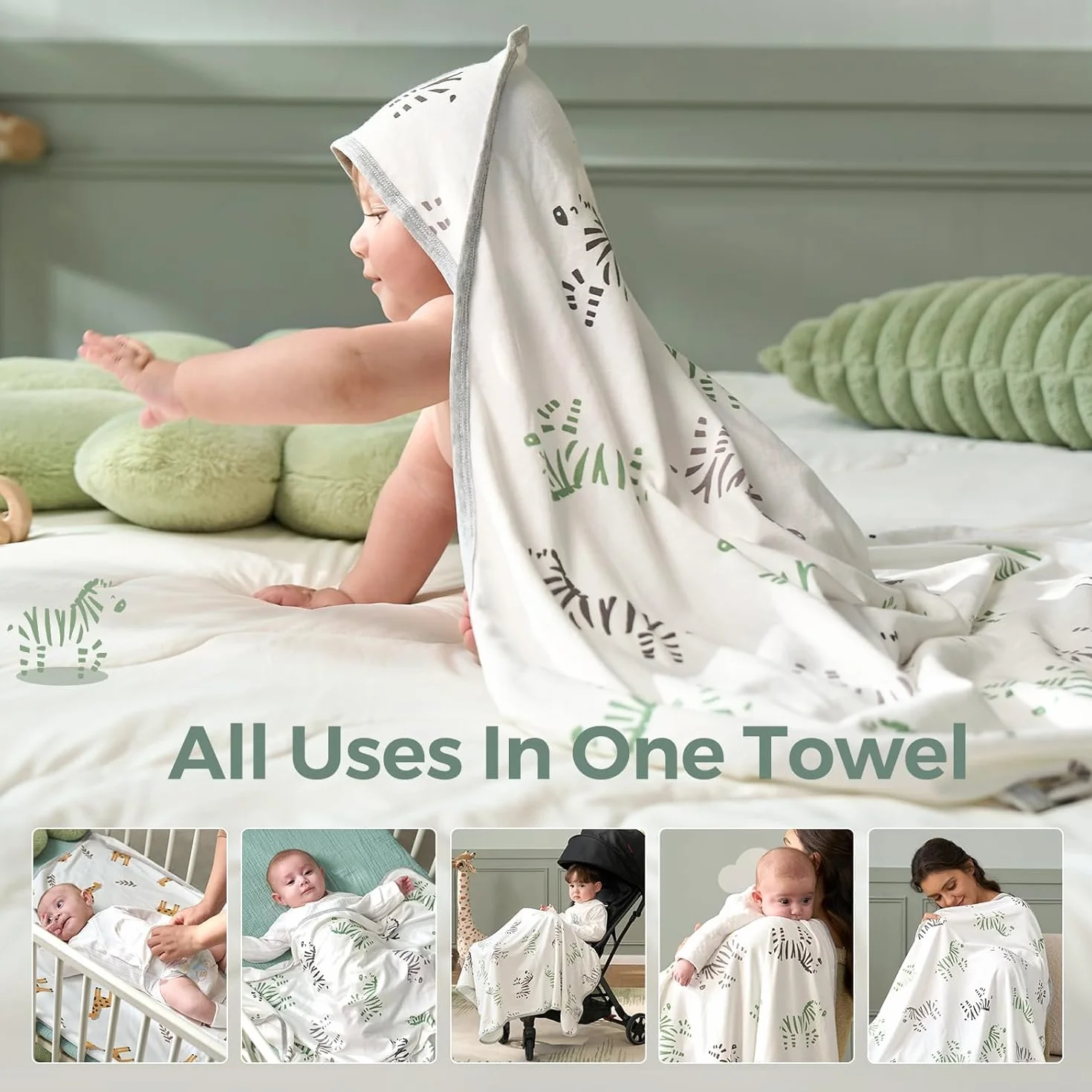 momcozy Ręcznik kąpielowy z kapturem dla niemowląt, zestaw 2 szt., ręcznik kąpielowy z kapturem i bawełnianym materiałem frotte, duży 90 x 90 cm, zestaw ręczników kąpielowych dla chłopców