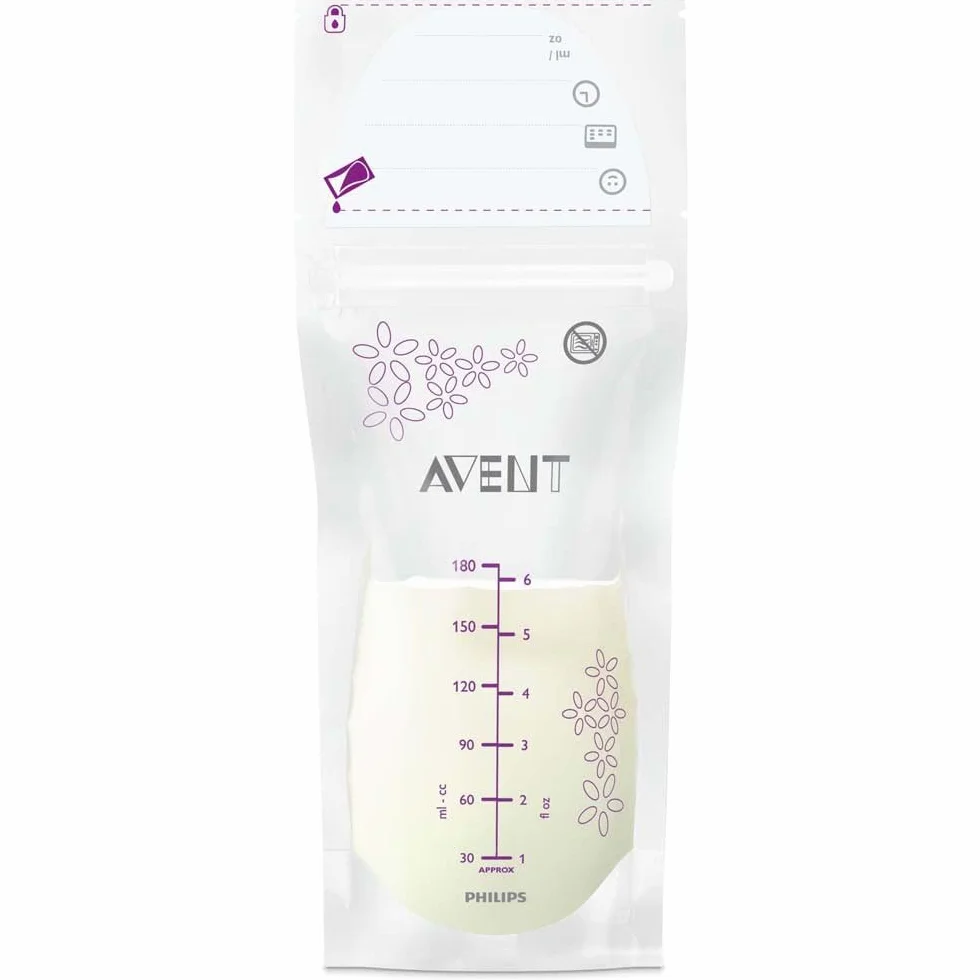 Philips Avent Woreczki na mleko matki, 180 ml, do przechowywania i zamrażania mleka matki, SCF603/25, wstępnie sterylizowane, 25 sztuk