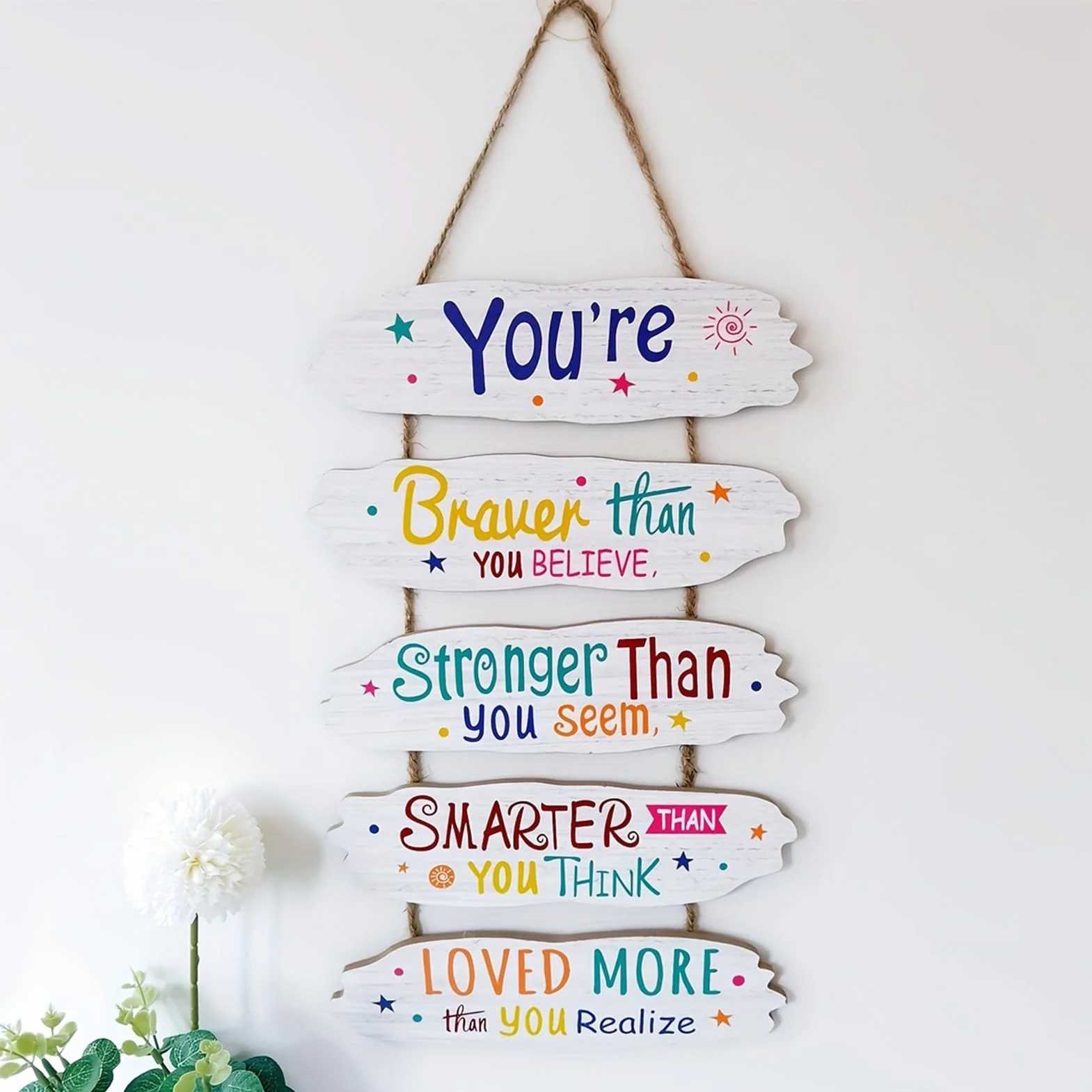 Motivational Wall Decor, Wooden Nursery Wall Sign, 13.78x9.06x0.2 inches Educational Decorative Art, Rustic Design, Inspirational Wood Board for Kids Room, Playroom, and Livingroom