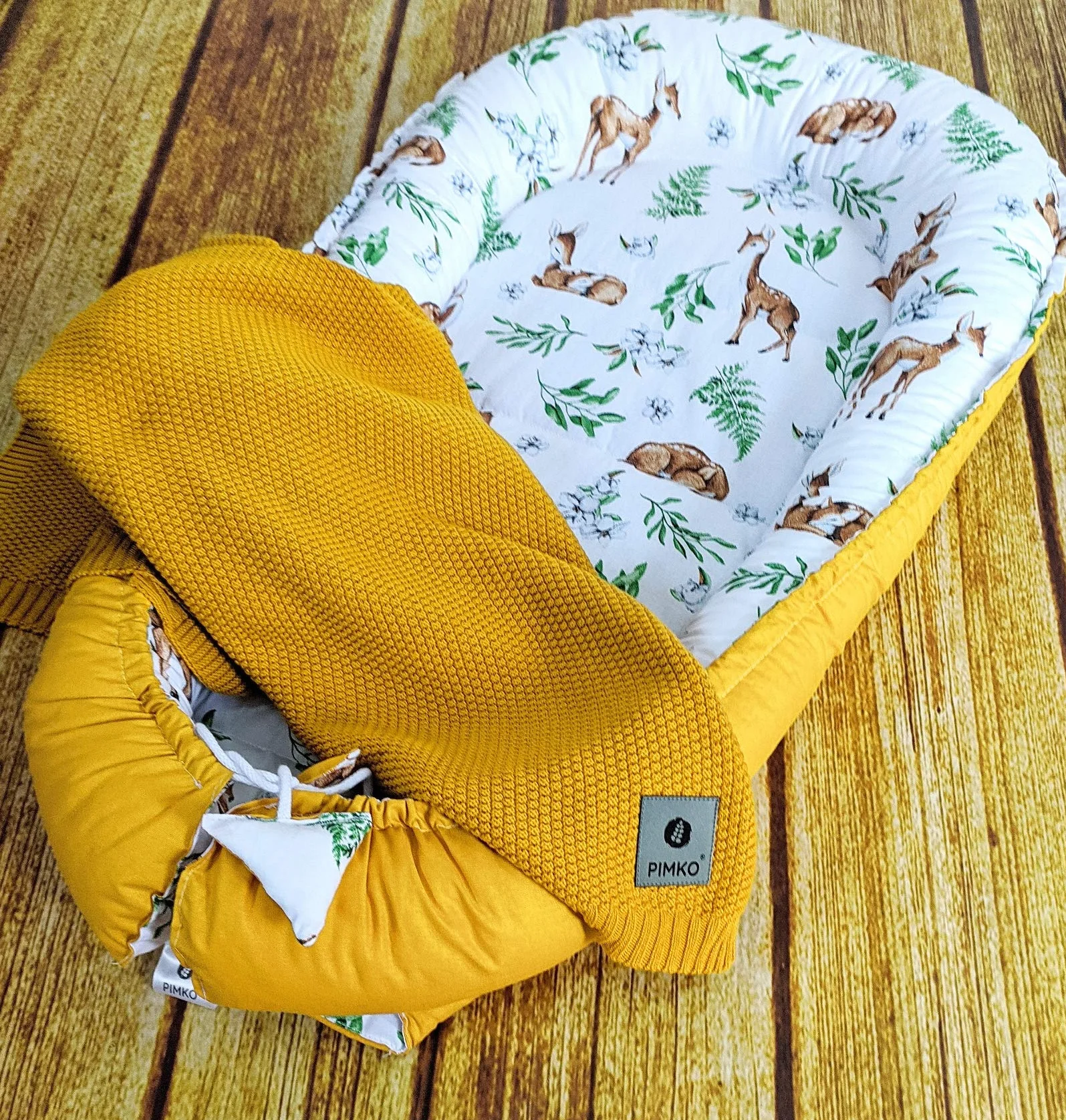 Pimko KOKON NIEMOWLĘCY GNIAZDO KOJEC 55X90 BAWEŁNIANY IDEALNY NA PREZENT - Honey