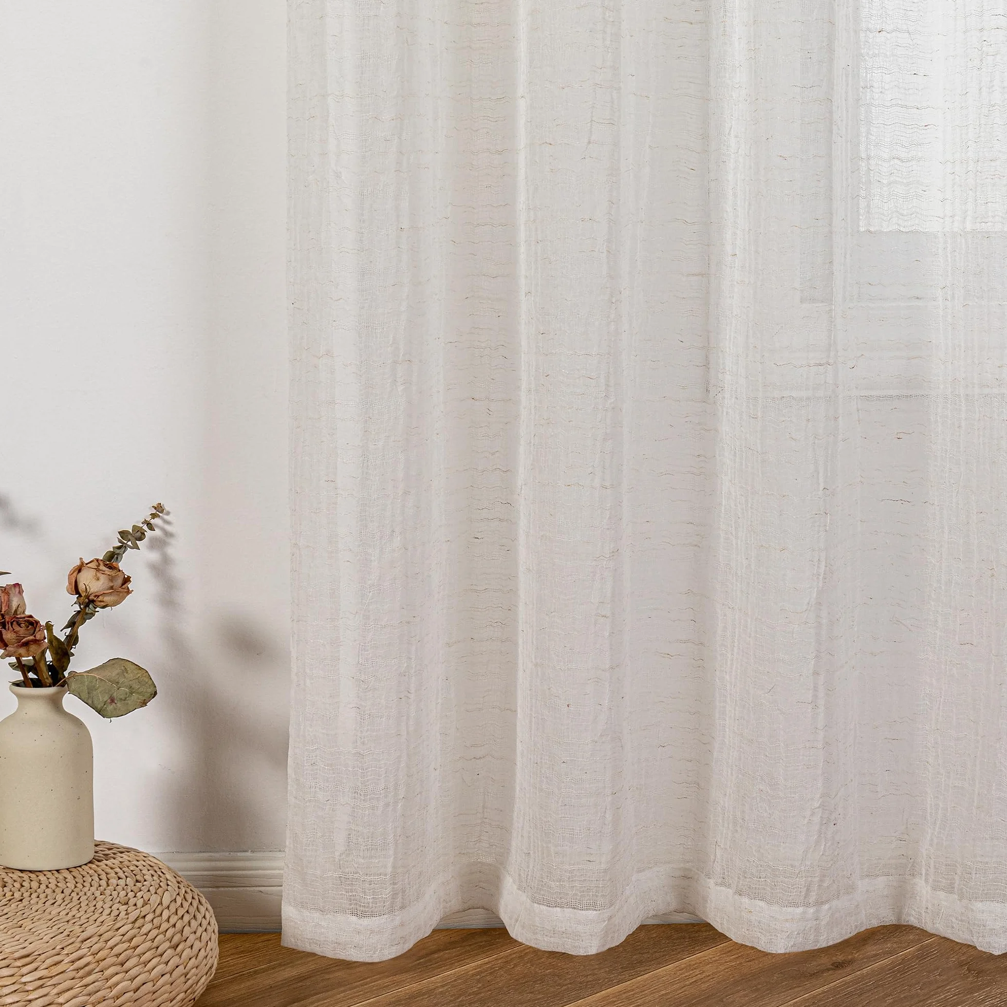 Zasłony Boho 2-częściowy Zestaw Półprzezroczyste Plisowane 245x140 cm Beżowe