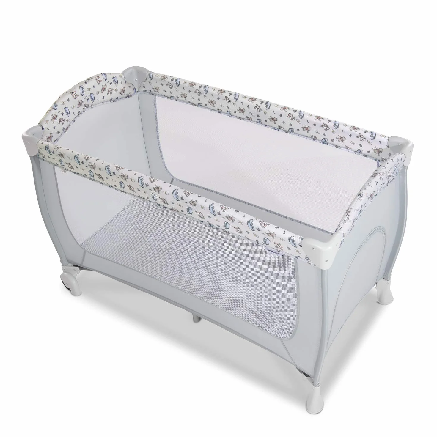 Hauck Sleep N Play Go Plus 4-częściowe łóżeczko turystyczne, od urodzenia do 15 kg, z bocznym wyjściem, składanym dnem, kółkami, torbą do przechowywania, składane kompaktowo