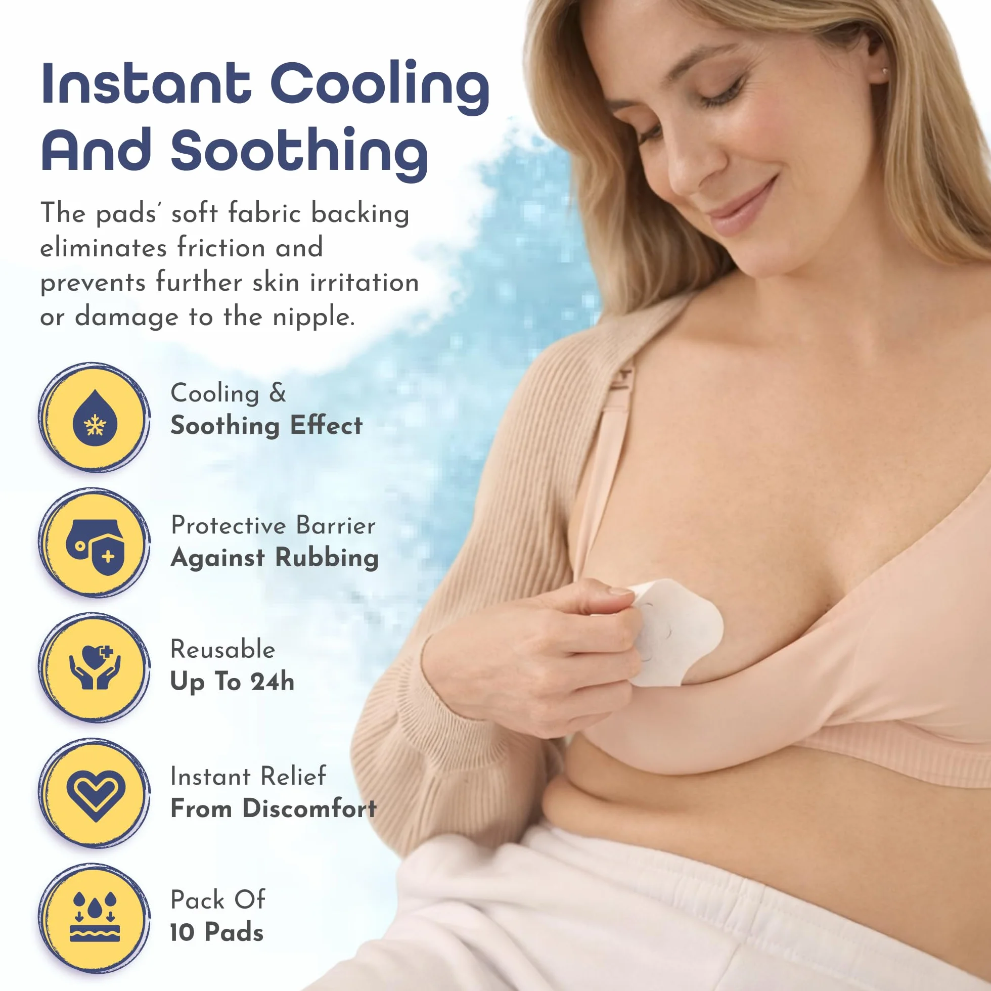 First Days Maternity Hydrożelowe Wkładki Laktacyjne na Obolałe Sutki, Natychmiastowa Ulga Chłodząca, Zestaw 10 Wkładek, Niezbędna Pomoc dla Nowej Mamy w Okresie Karmienia Piersią