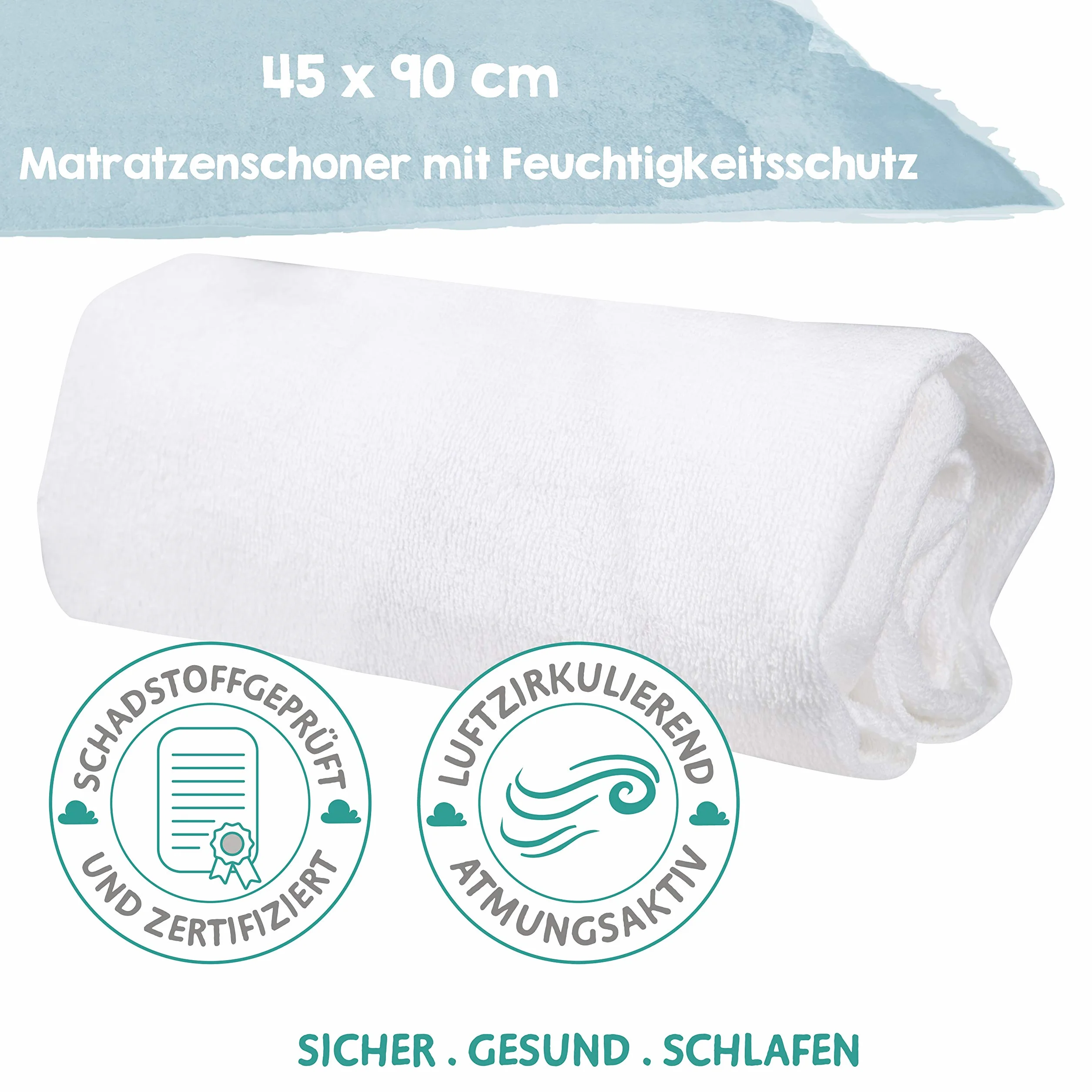roba Matratzenschoner 40 x 90-45 x 90 cm - Wasserdichte & atmungsaktive Matratzenauflage für Babys/Kinder - safe asleep - GOTS und Oeko-Tex 100 - für Babybetten - Weiß