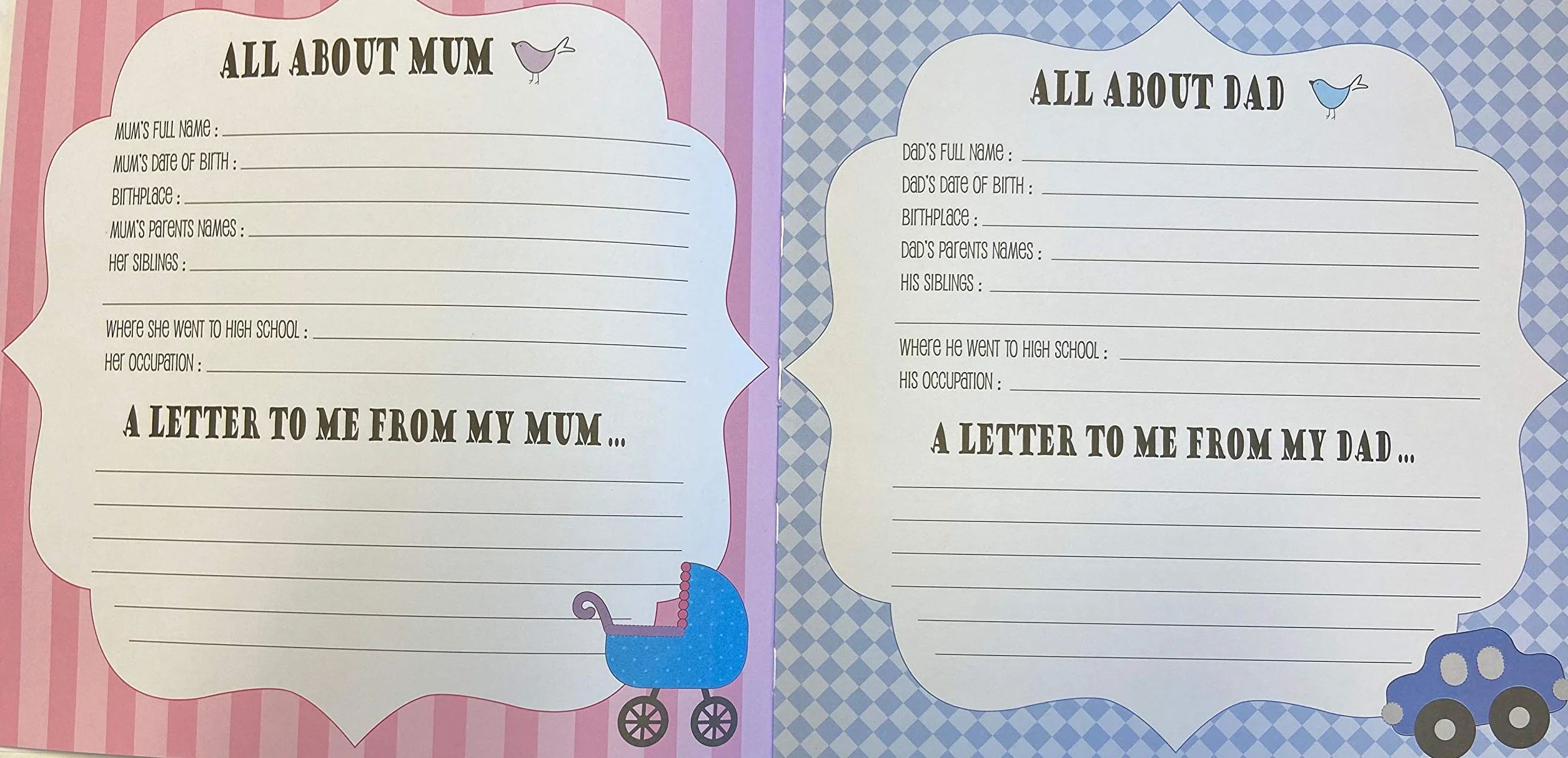 Baby's My First Year Recorord Log Book upamiętniający narodziny przez pierwszy rok na Ziemi - niebieski
