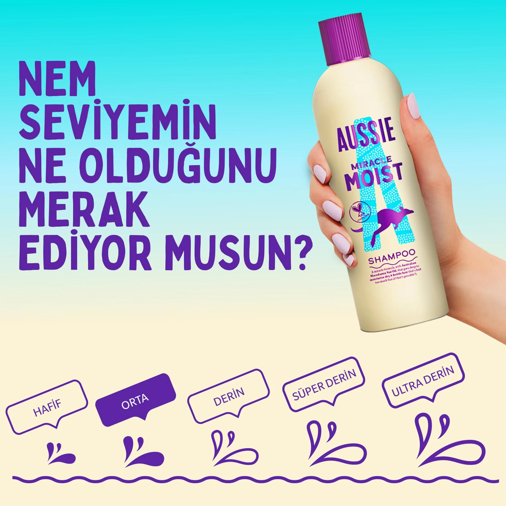 Aussie Szampon nawilżający Miracle Moist 1000 ml, formuła nawilżająca do rewitalizacji i naprawy suchych i delikatnych włosów, z olejkiem z australijskich orzechów makadamia