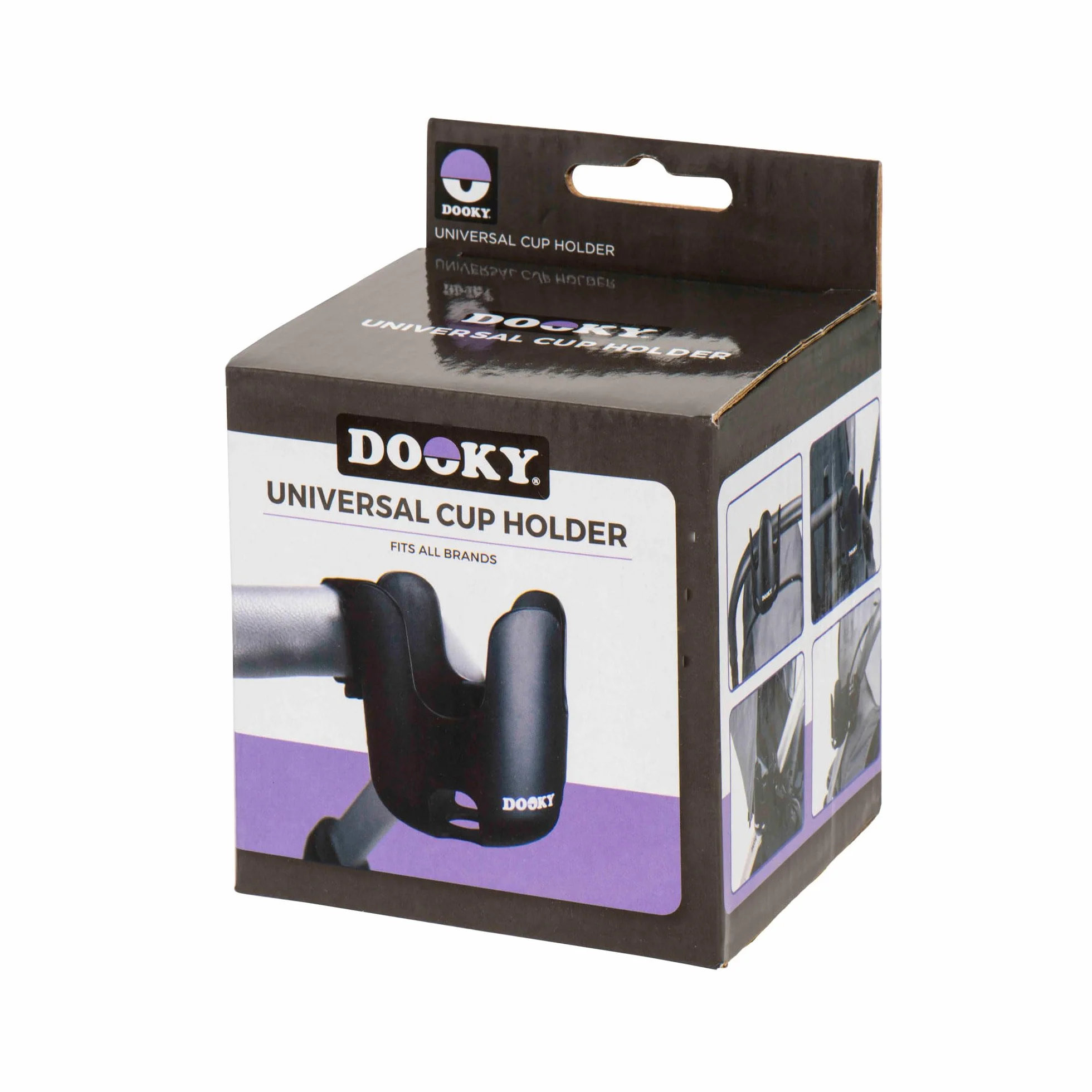 Dooky uchwyt na kubek do wózków dziecięcych (uniwersalny, regulowany rzep, warstwa antypoślizgowa, elastyczność 360°, różne rozmiary, BPA-free), Czarny