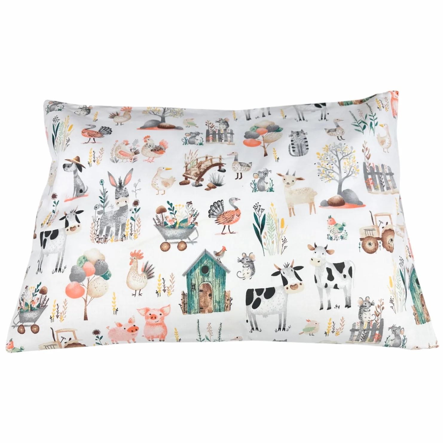 PLUMERI Pościel dziecięca 100x135 cm + poszewka 40x60 cm, Zagroda – 2-częściowy komplet do łóżeczka, 100% bawełna, oddychająca, ukryty zamek, bez wypełnienia, prezent na chrzciny