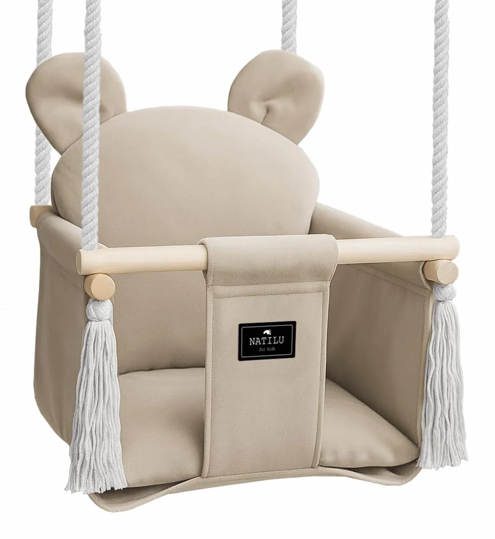 Huśtawka dla dzieci Bear Light Beige do domu i ogrodu