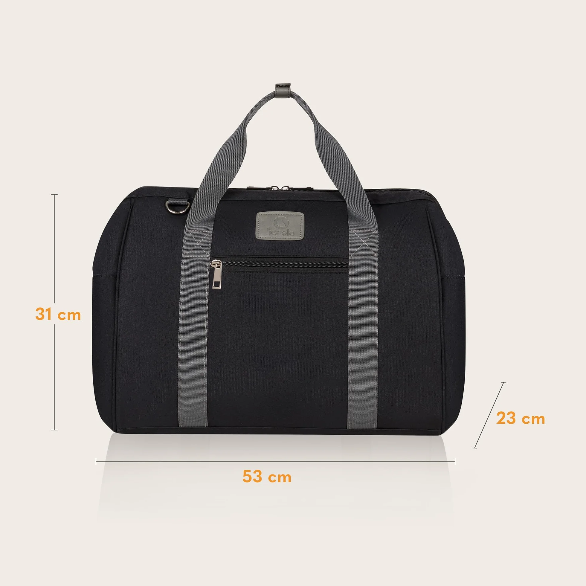 LIONELO Ida torba do wózka Mommy Bag 7 kieszeni termo-kieszenie wzmocnione podłoże mata do przewijania Szary Czarny