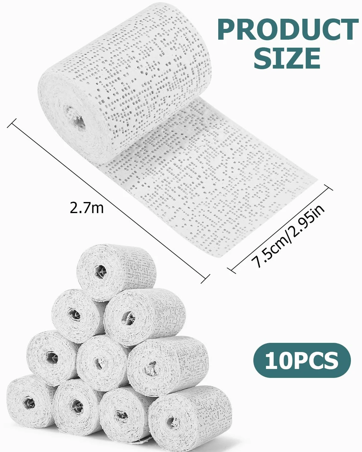 Zestaw podwiązań gipsowych do odciski brzucha niemowlęcego – 10 rolek po 2,7 m x 7,5 cm – bandaże gipsowe dla niemowląt, rolki gipsowe, idealne do modelowania odcisków ciążowych