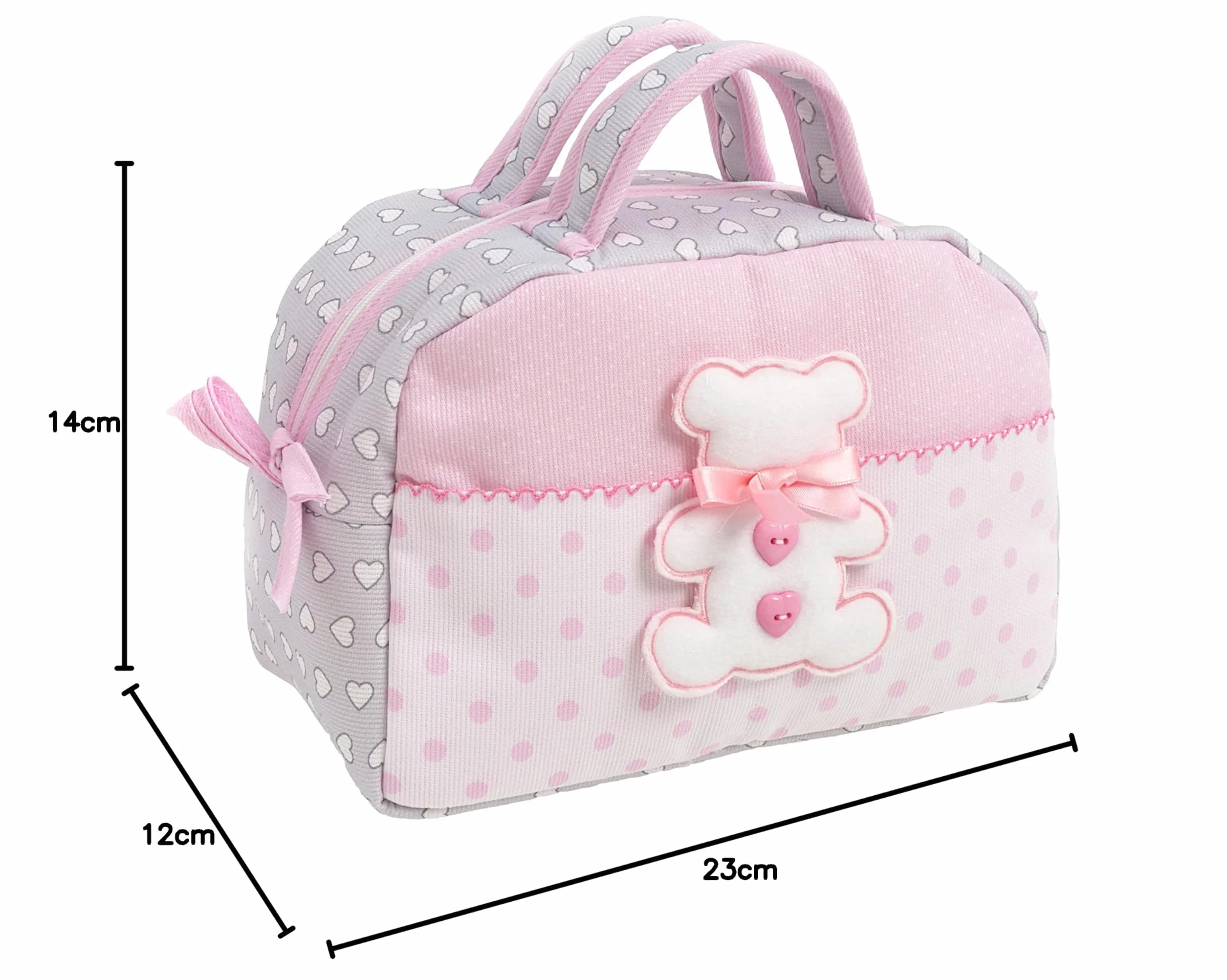 FILET Beauty Case z uchwytami i zamkiem błyskawicznym, bawełna wyściełana, szary i różowy, Made in Italy