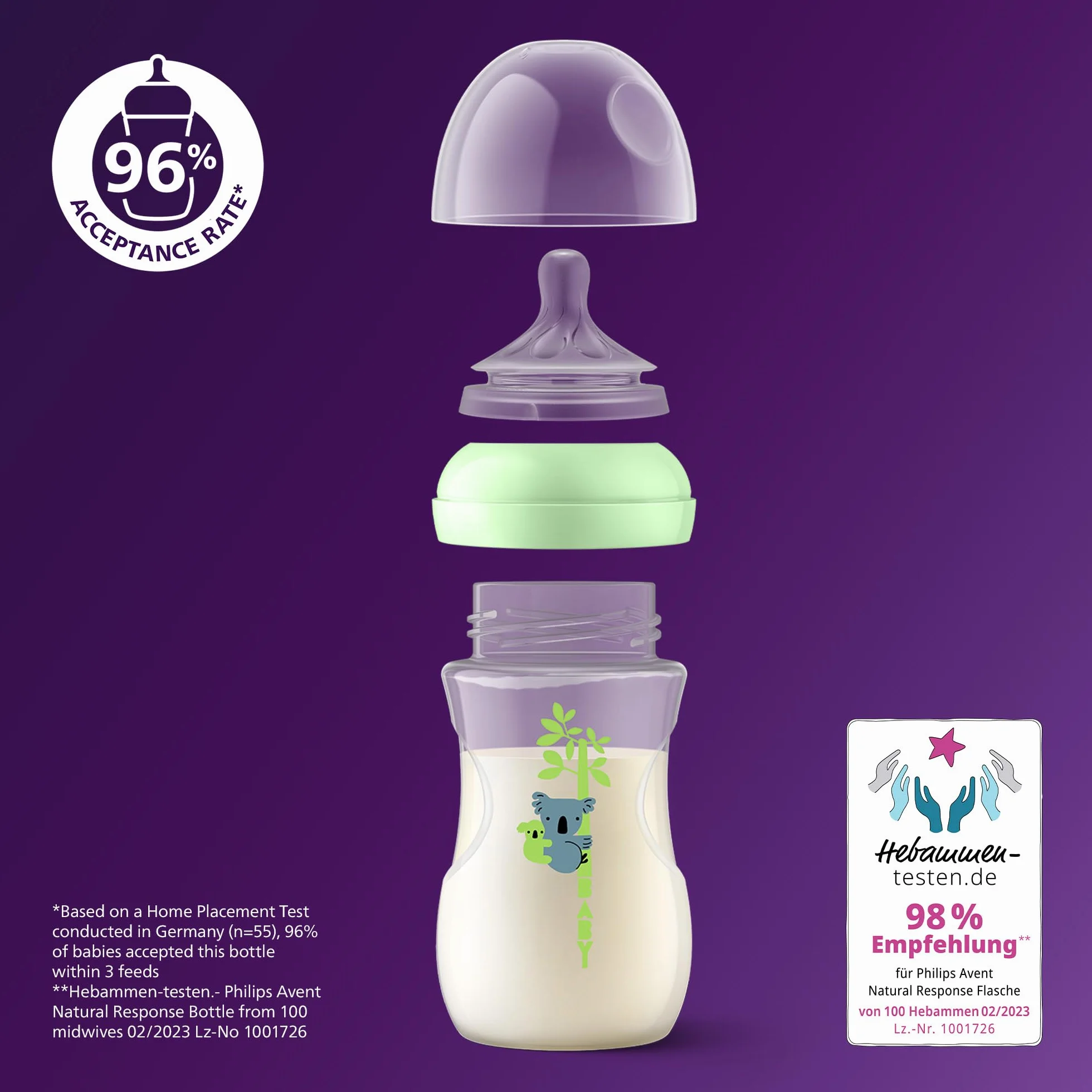 Philips Avent Natural Response Butelka do picia 260 ml (9 uncji) z smoczkiem o średnim przepływie (przepływ 3), zestaw 3 szt., z tropikalnymi motywami zwierzęcymi, SCY903/73