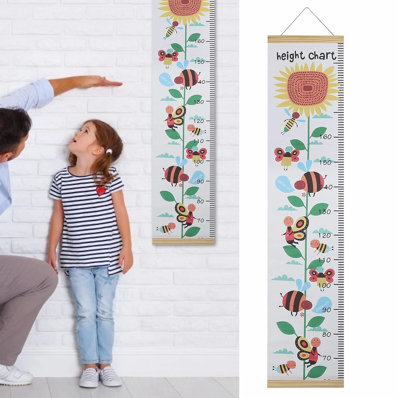 Generic Drewniana Wisząca Linijka do Pomiaru Wzrostu, Miarka Wzrostu Dzieci, łatwa w Montażu do Dekoracji Pokoju Dziecięcego, Pokoi Dziecięcych i Wnętrz Domowych (#13)