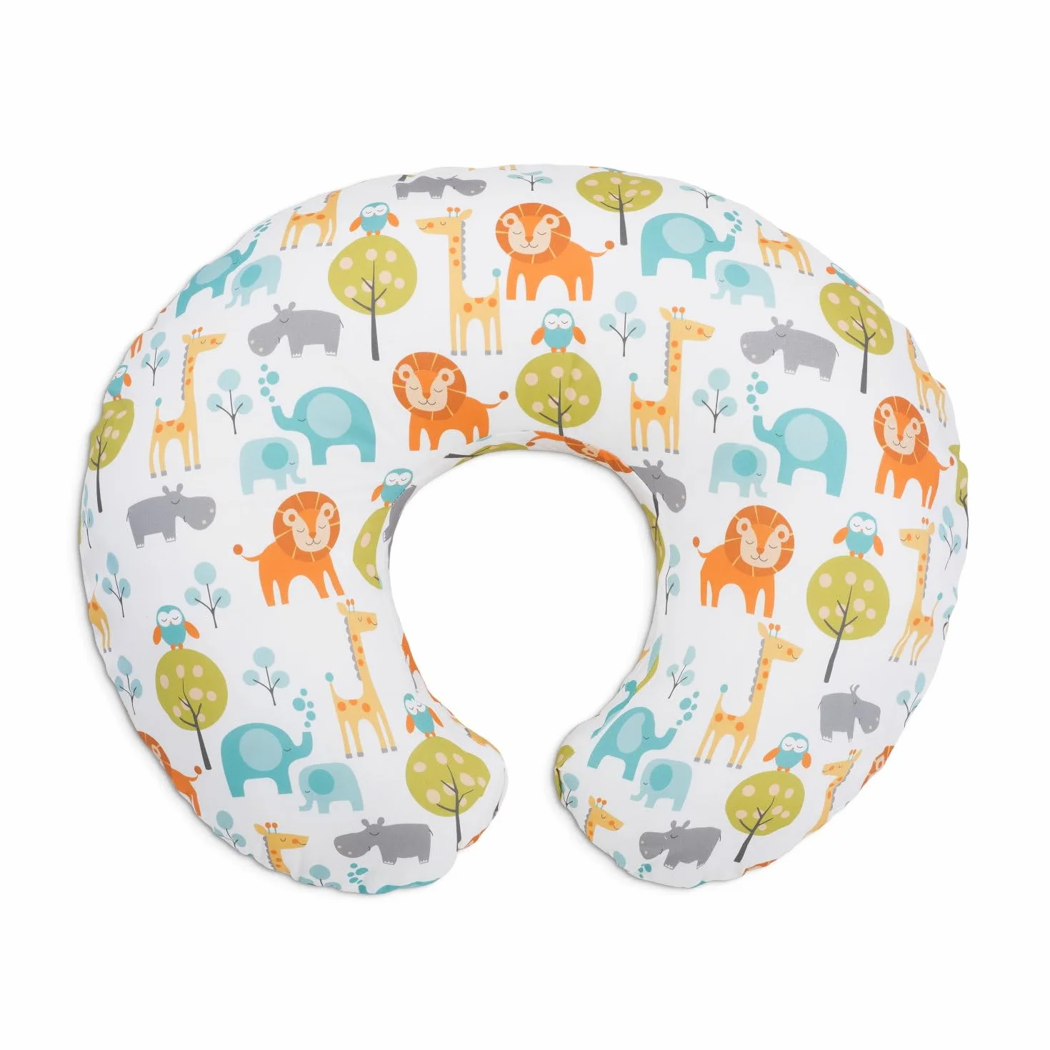 Boppy Original Support Peaceful Jungle pomoc do karmienia piersią, ergonomiczny kształt z wyściółką, komfort dla matki i dziecka podczas karmienia piersią i karmienia butelką, można prać w pralce