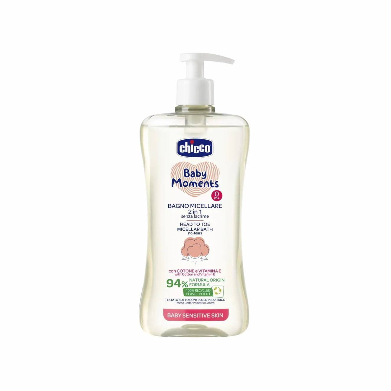 Chicco Micelarny Płyn do Kąpieli 2 w 1, Dla Dzieci od 0 m+, Bez Łez, 500 ml
