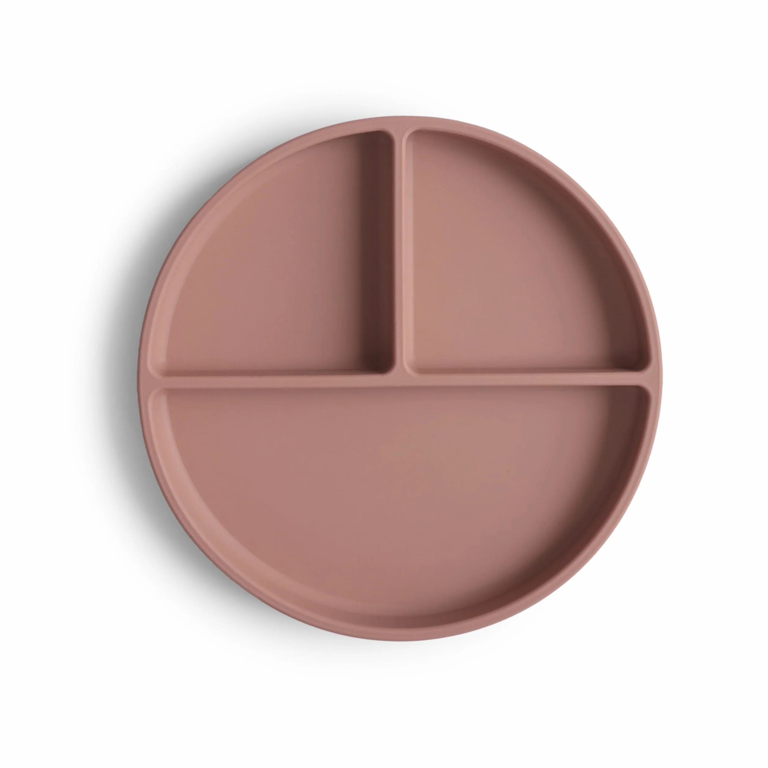Mushie Silikonowy Talerz Podzielony z Przyssawką Antypoślizgową dla Niemowląt, Silikon Klasy Spożywczej, Nadaje się do Zmywarki i Kuchenki Mikrofalowej (Cloudy Mauve)